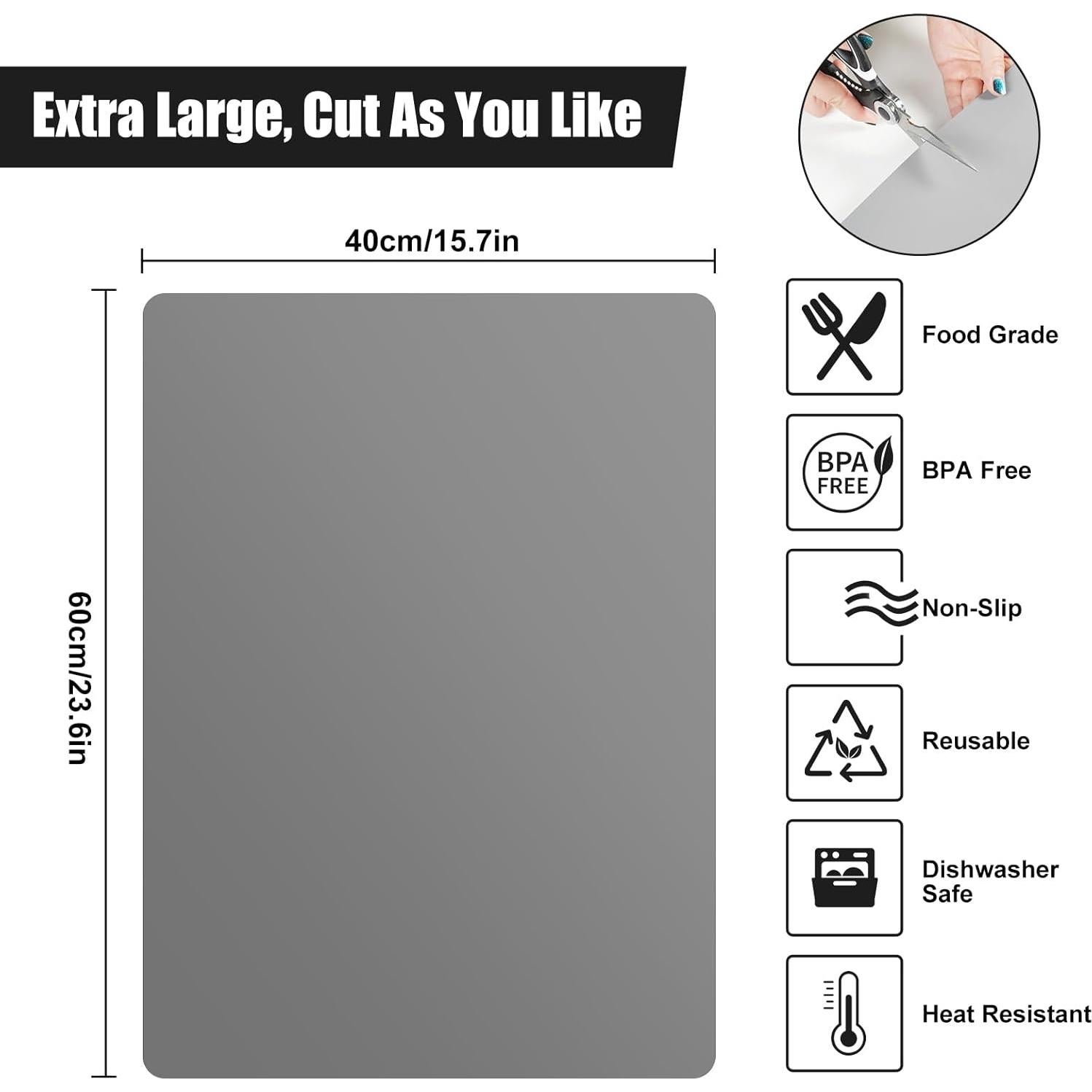 Alfombrilla de Silicona KitchenRaku 60x40 cm Antideslizante