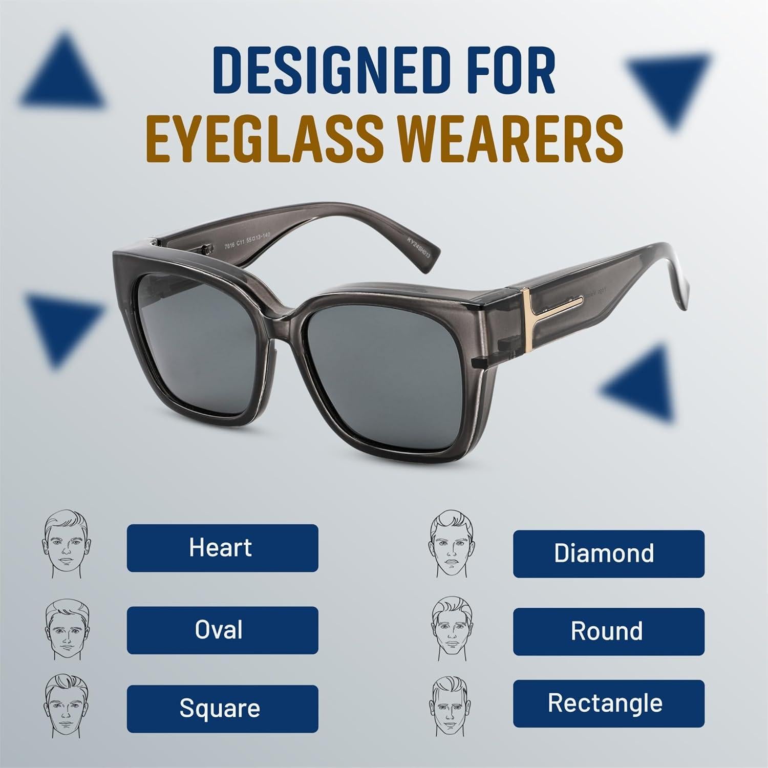 Gafas de sol polarizadas Yogo Vision para usar sobre gafas ópticas