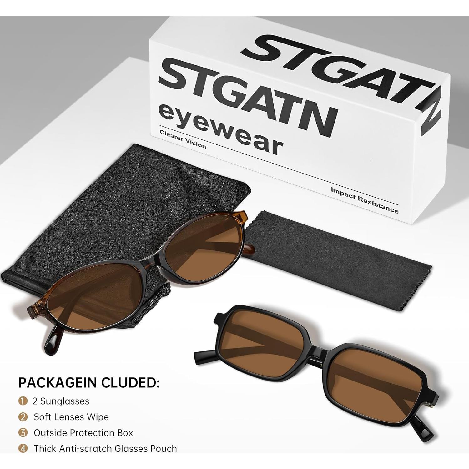 Gafas de sol retro STGATN para mujeres UV400 ovaladas y rectangulares