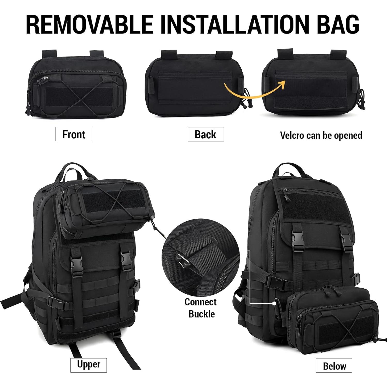 Mochila Táctica Militar JUMAHE 35L Impermeable Negra