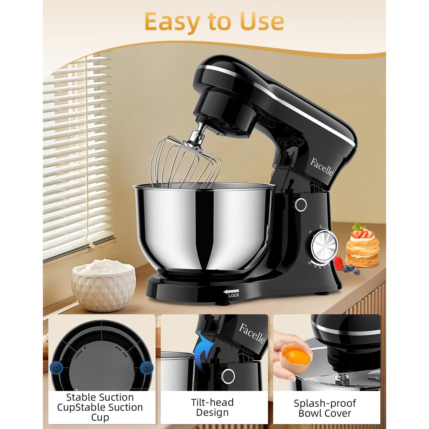 Mezclador de Pie Facelle SM-1542 6QT Acero Inoxidable 10 Velocidades