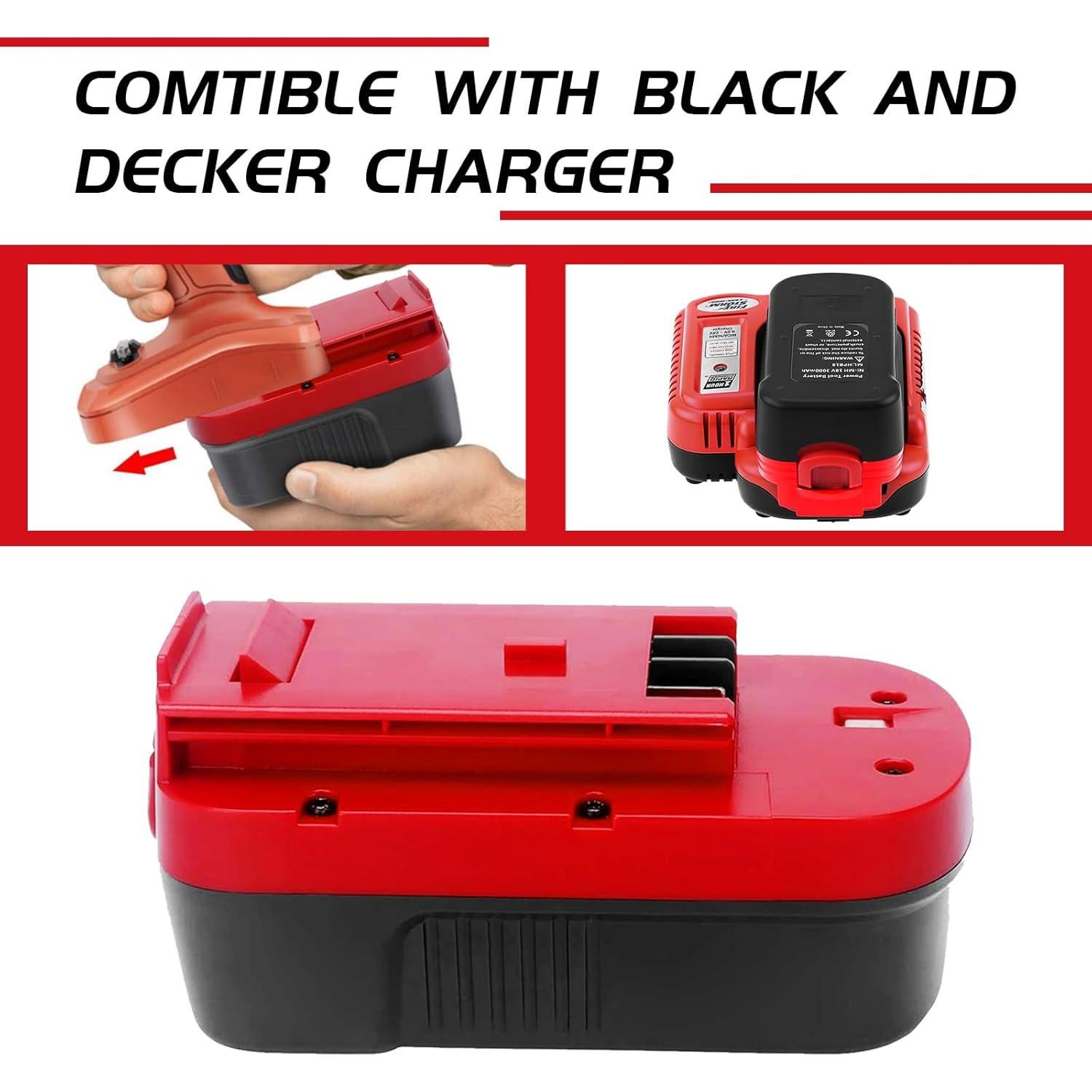 2 Pack Batería 18V Ni-Mh 4.5Ah Enermall para Black and Decker