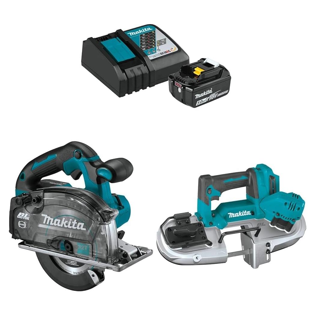 Makita XSC04Z 18V LXT Cepillo y XBP04Z Sierra Banda Sin Escobillas