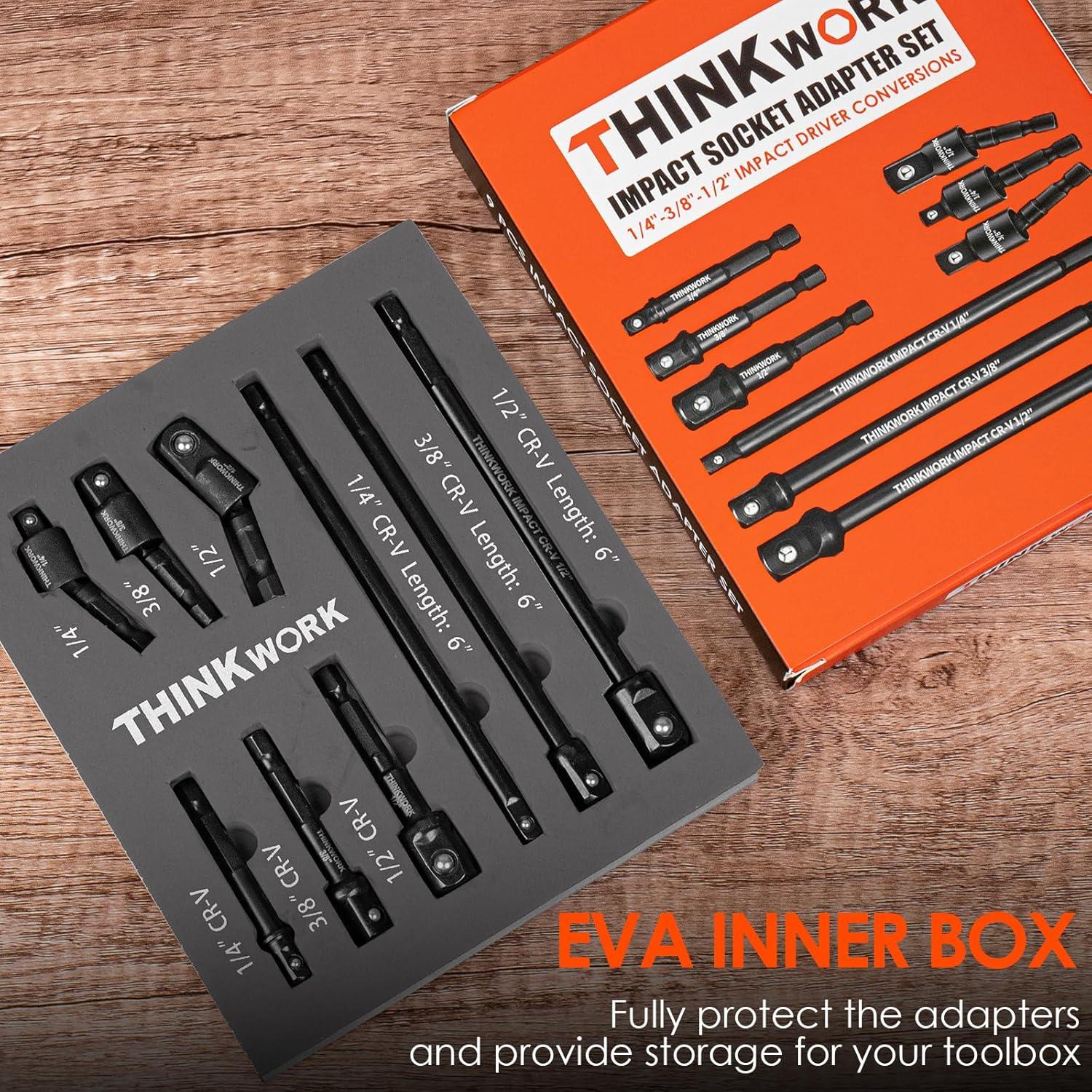 Juego de Adaptadores de Enchufe THINKWORK 9 Piezas Hexagonal