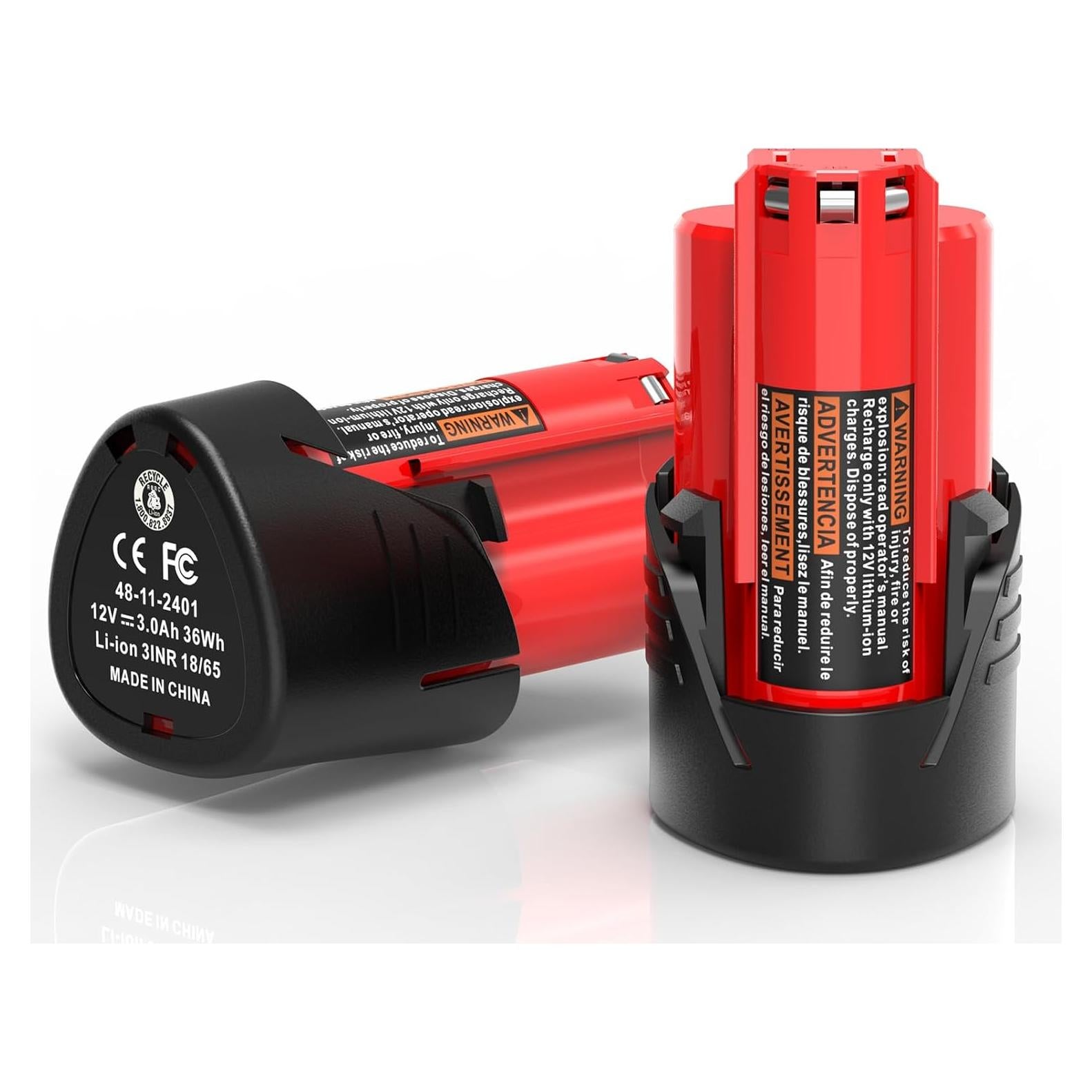 Paquete de 2 Baterías Li-ion 12V 3000mAh Rocivic para Milwaukee