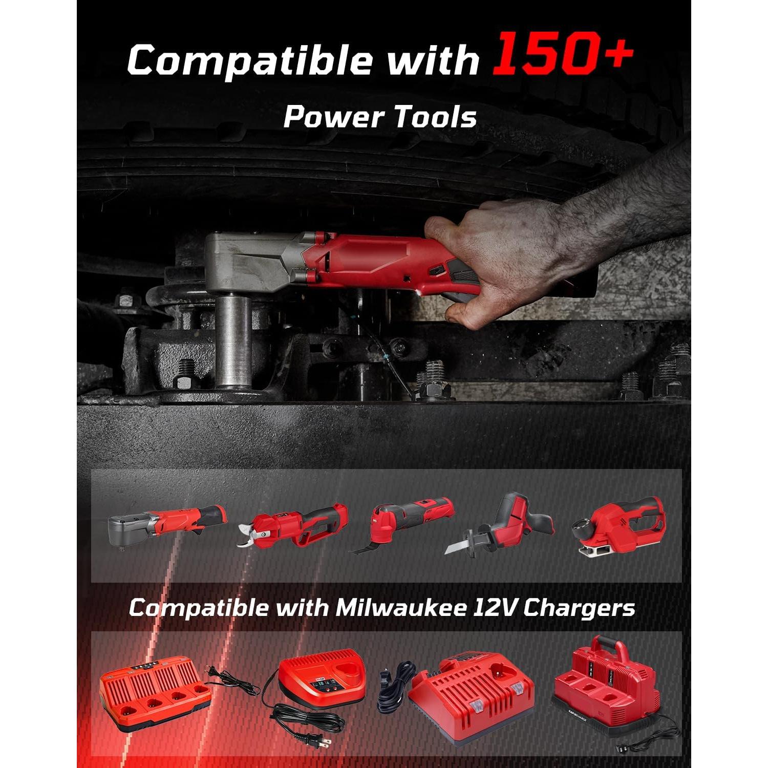 Paquete de 2 Baterías Li-ion 12V 3000mAh Rocivic para Milwaukee