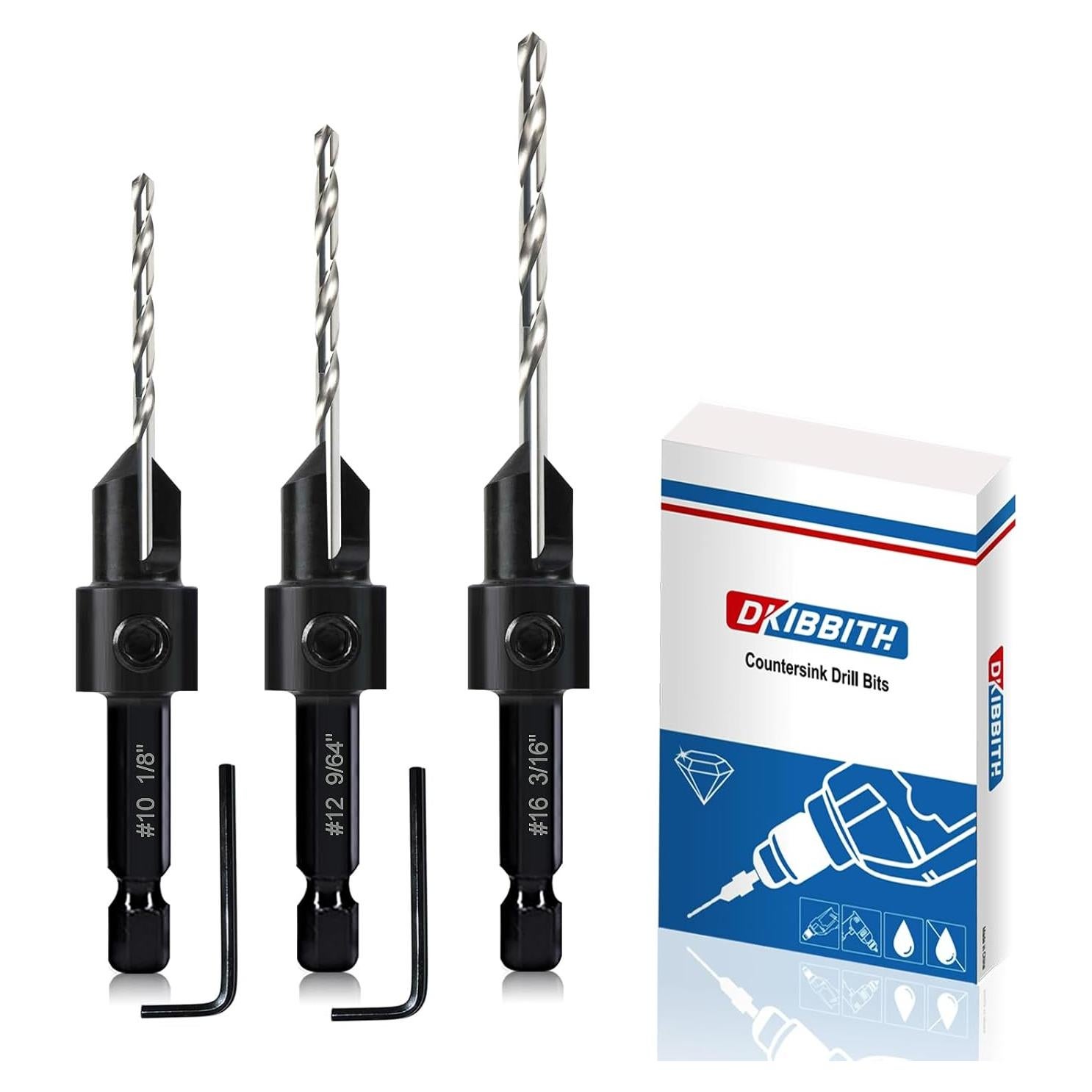 Juego de Brocas Avellanadoras 3 Piezas DKIBBITH Ajustables