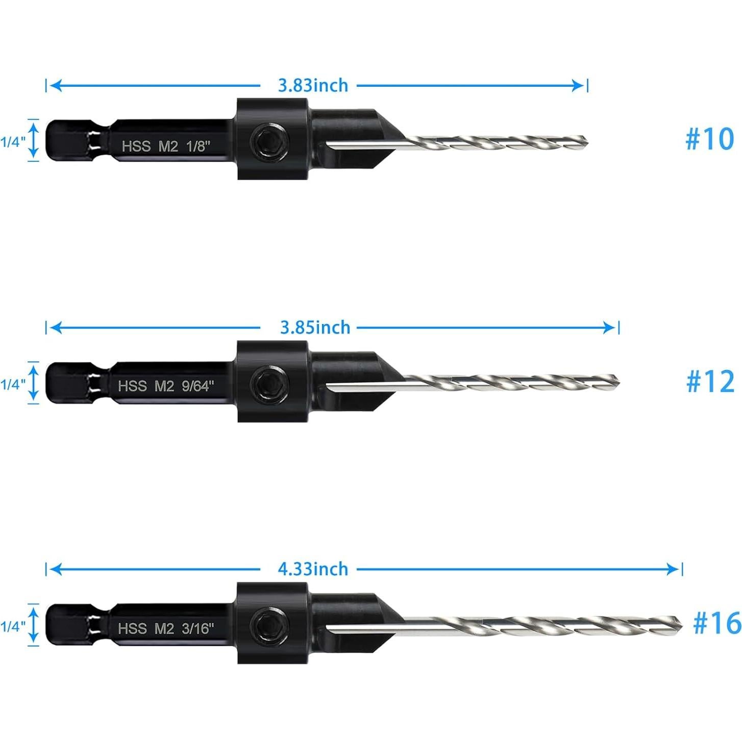 Juego de Brocas Avellanadoras 3 Piezas DKIBBITH Ajustables