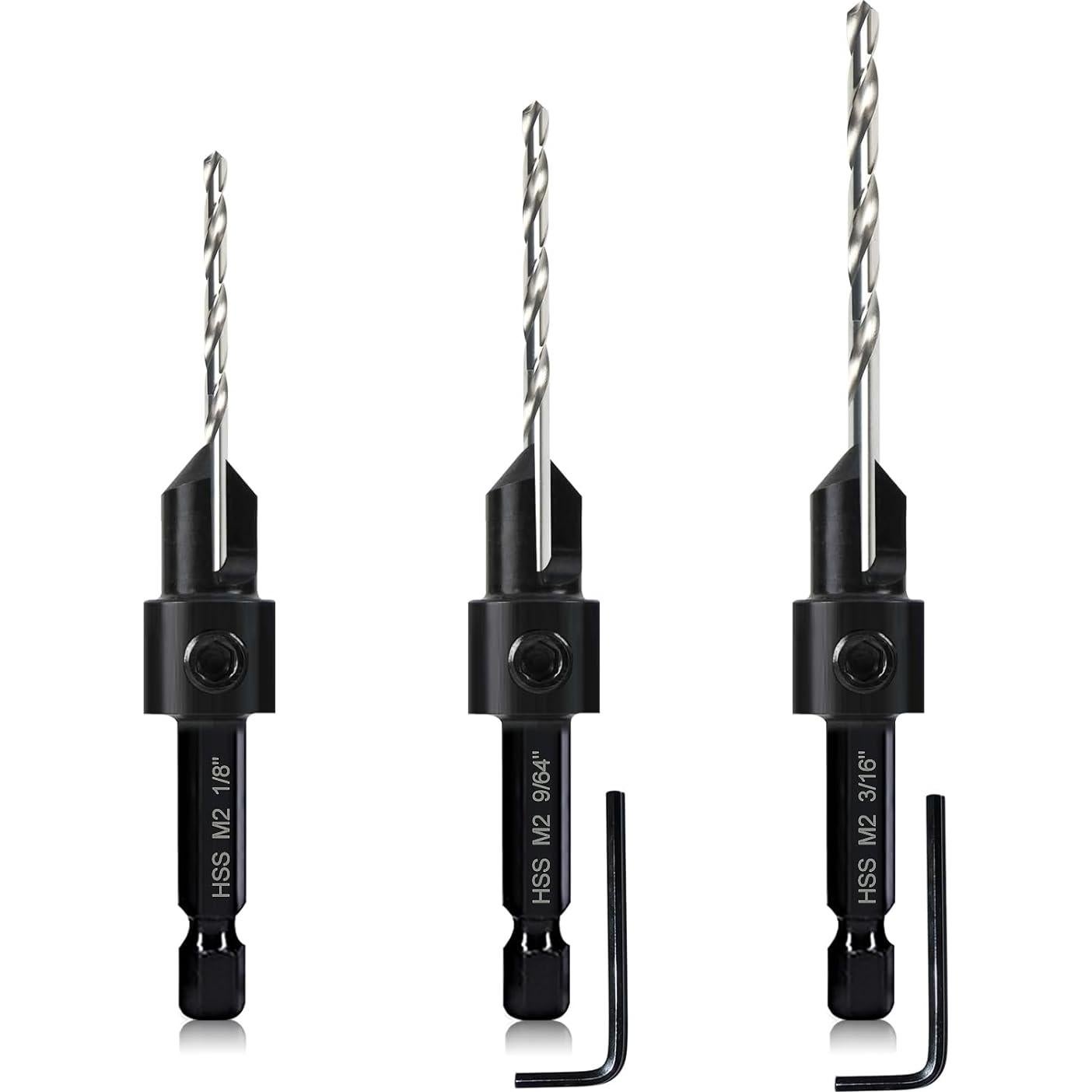 Juego de Brocas Avellanadoras 3 Piezas DKIBBITH Ajustables