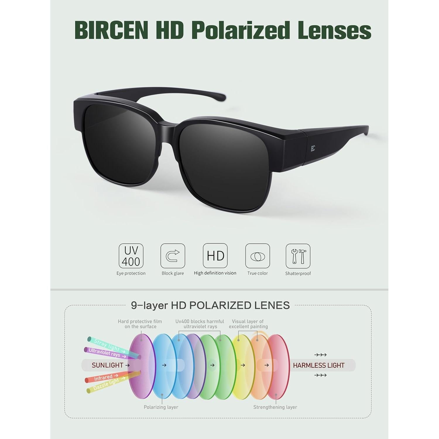 Gafas de Sol Polarizadas Bircen Ajustables Unisex UV 100%