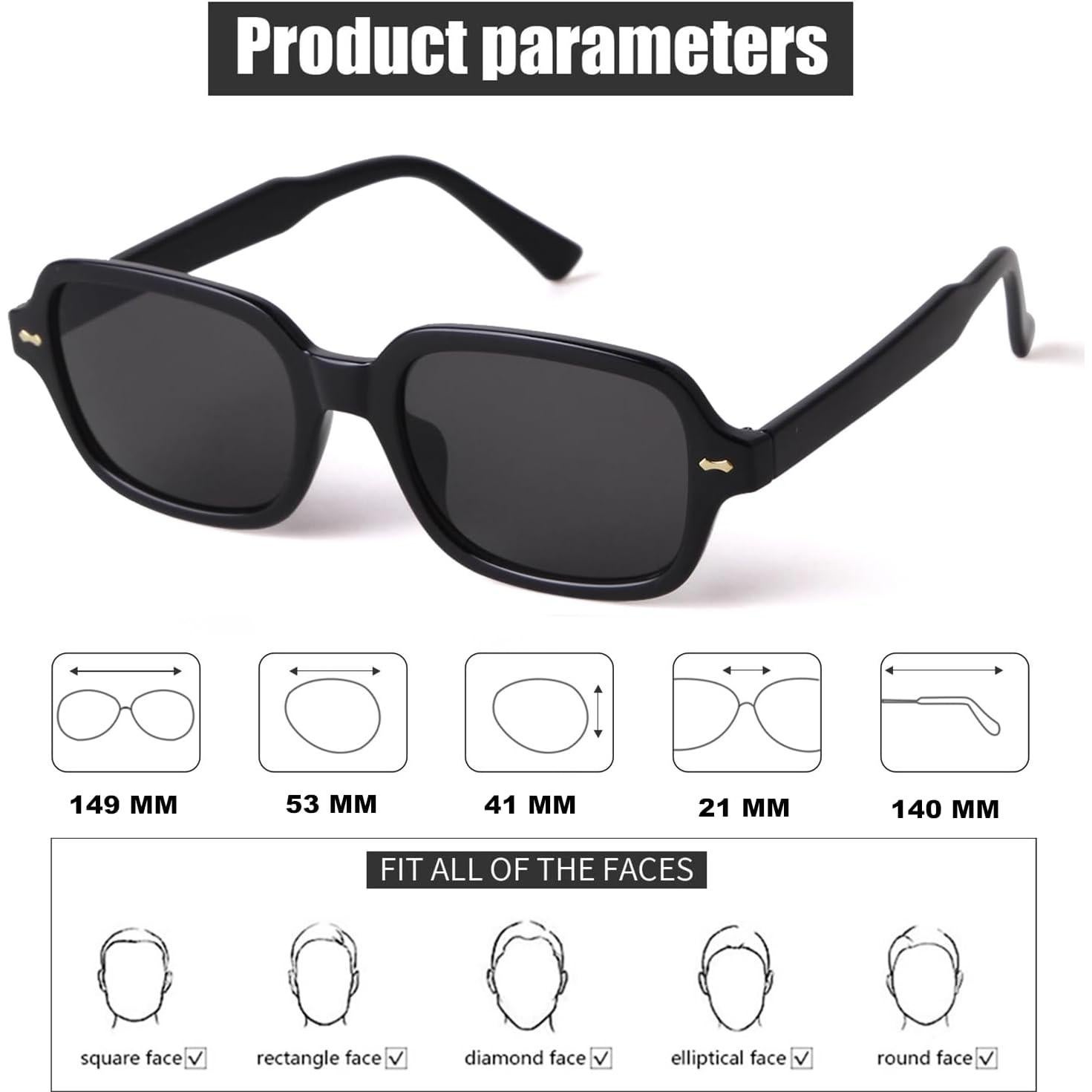 Gafas de sol cuadradas retro ADE WU para mujeres UV400