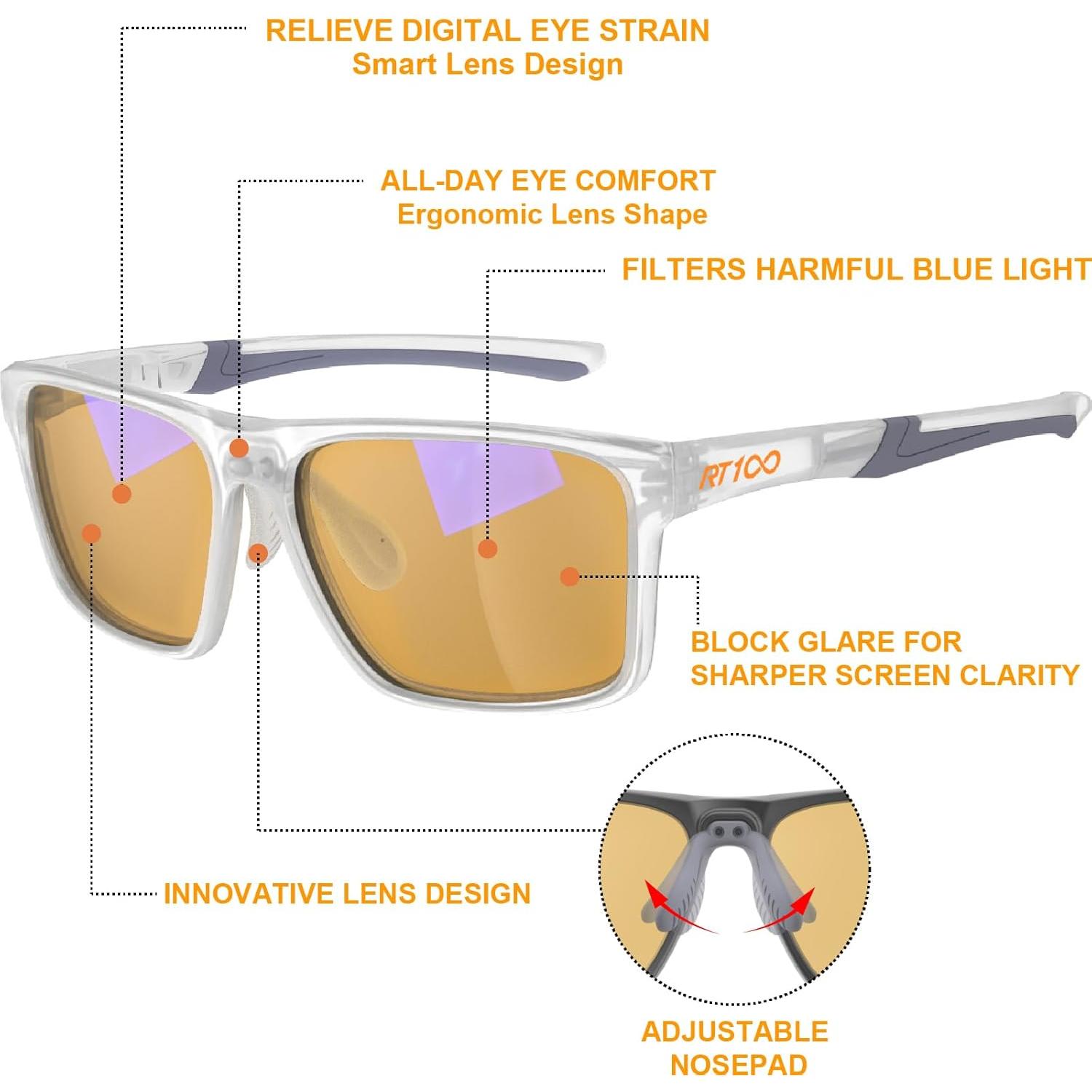 Gafas de Juego RT100 Anti Luz Azul Amarillo Unisex