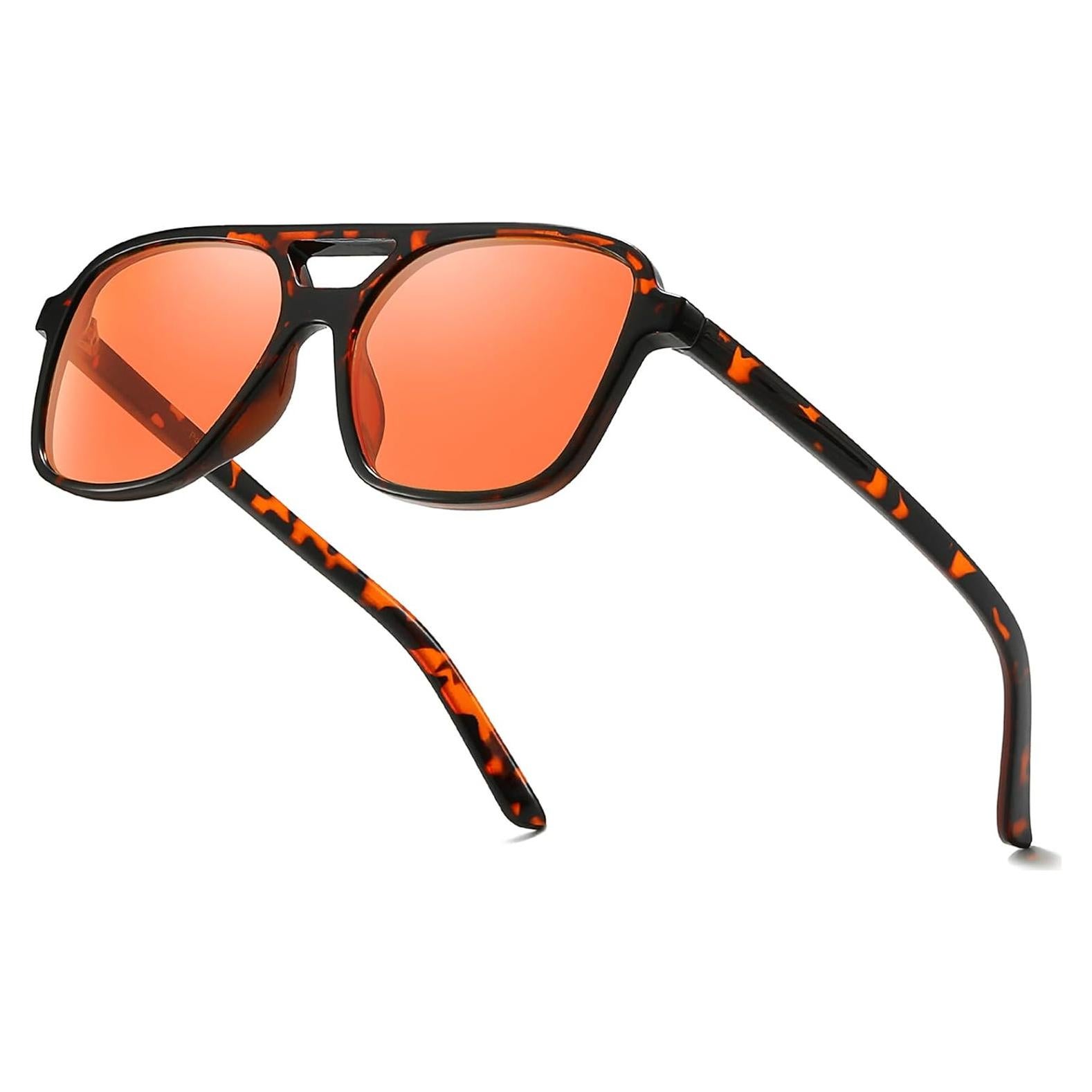 Gafas de Bloqueo de Luz Azul SODQW Aviador Unisex Naranja