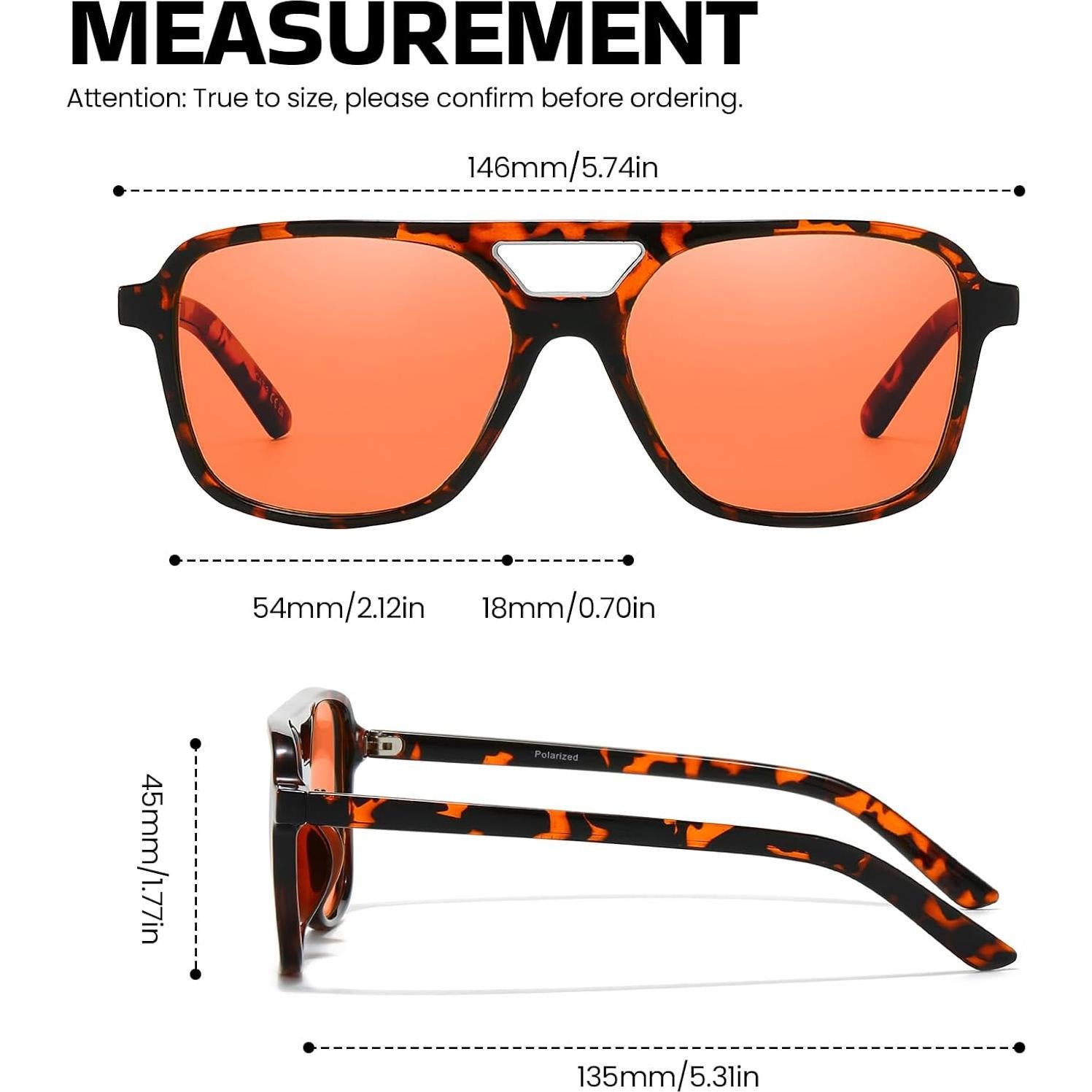 Gafas de Bloqueo de Luz Azul SODQW Aviador Unisex Naranja