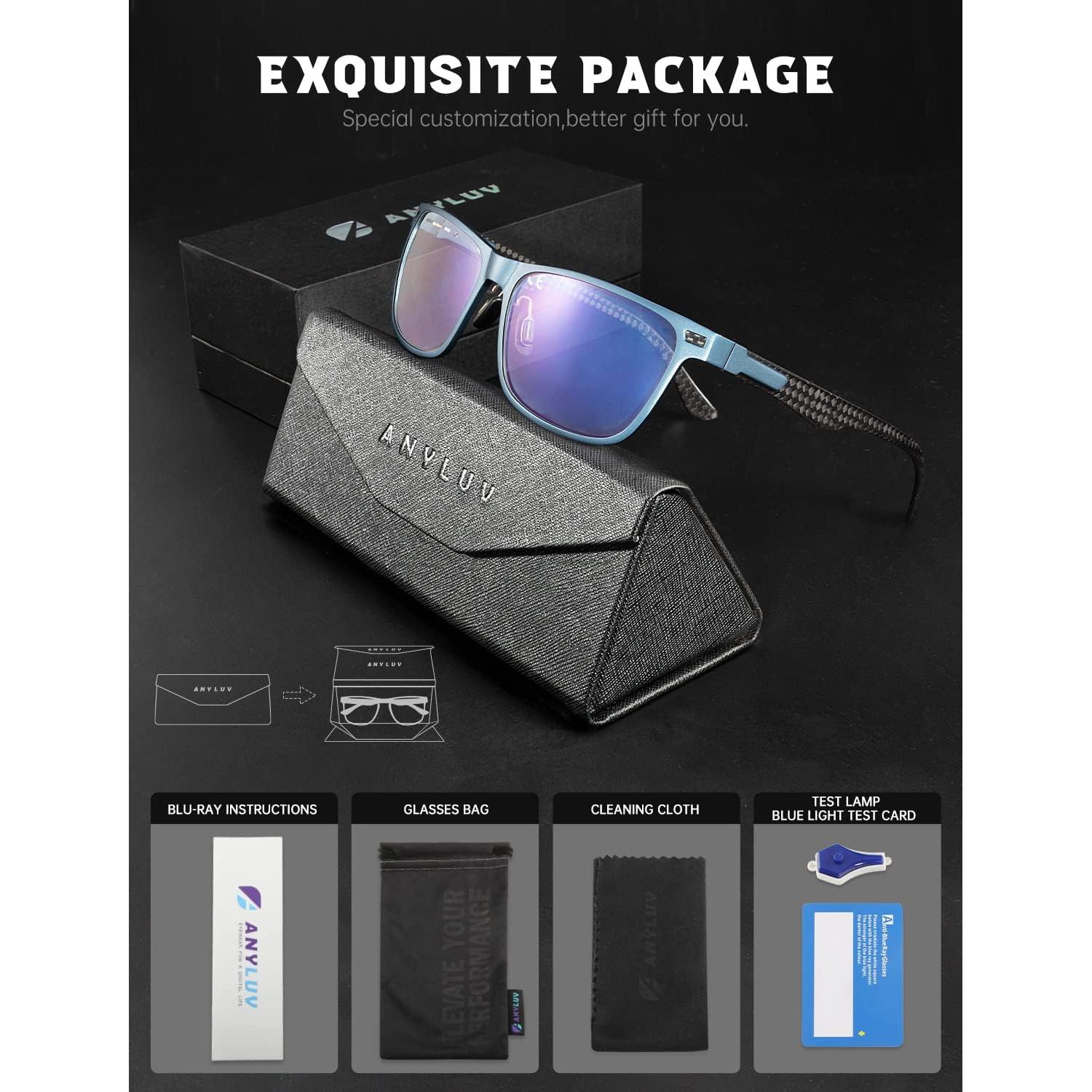 Gafas de Luz Azul ANYLUV Fibra de Carbono Azul 45% Bloqueo