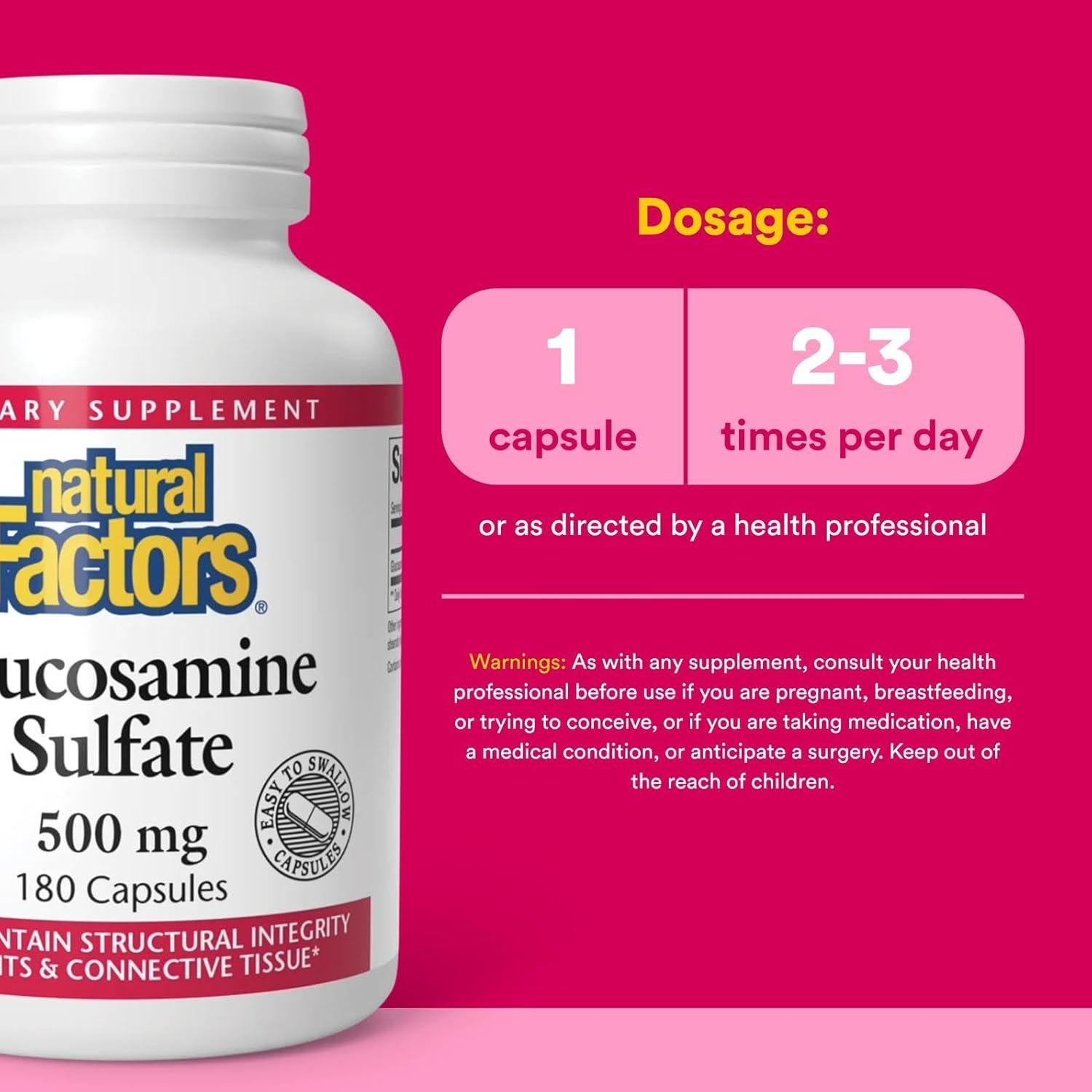 Sulfato de Glucosamina Factores Naturales 180 Cápsulas 140g