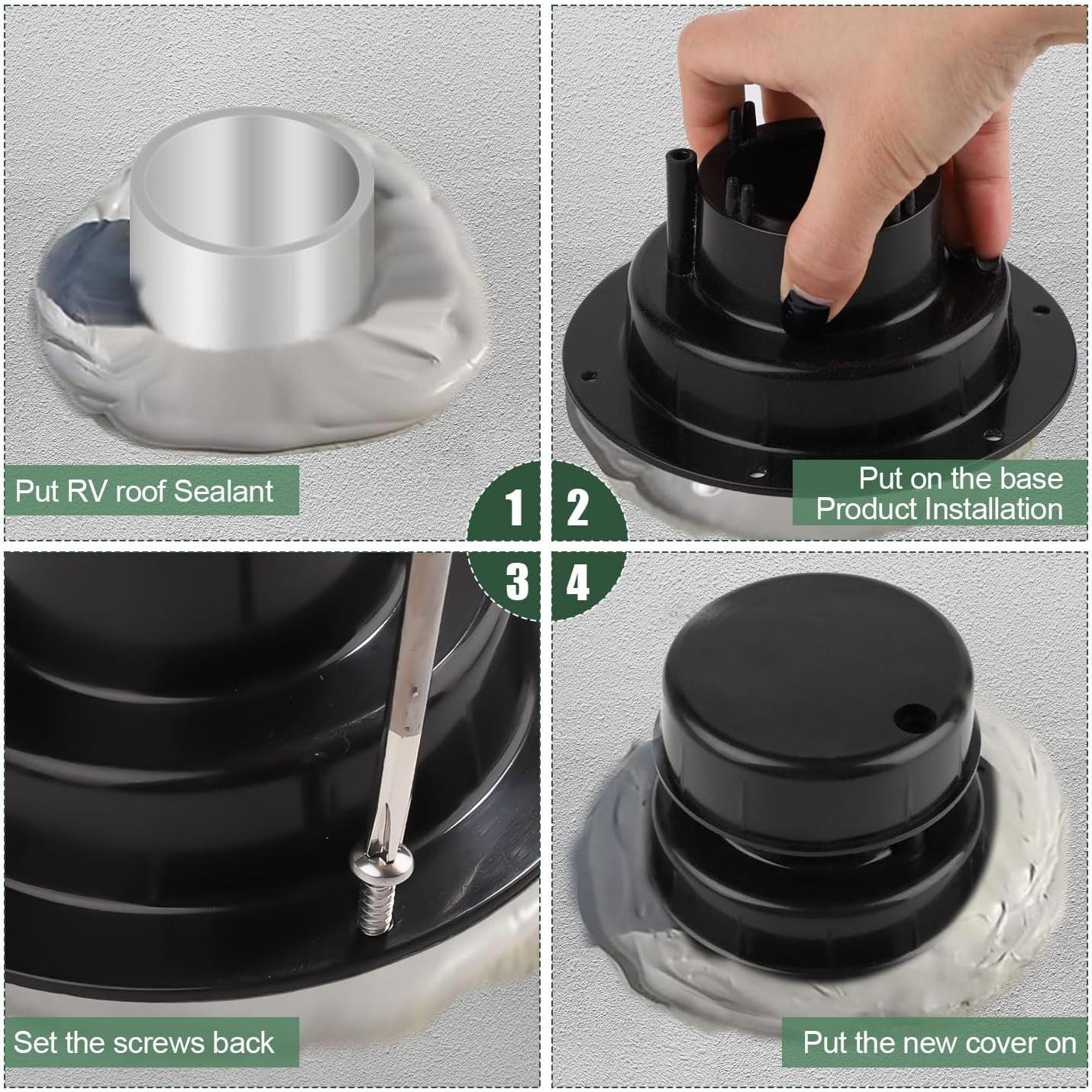 Cubierta de Ventilación de Techo RV Negra 13.4x13.4cm