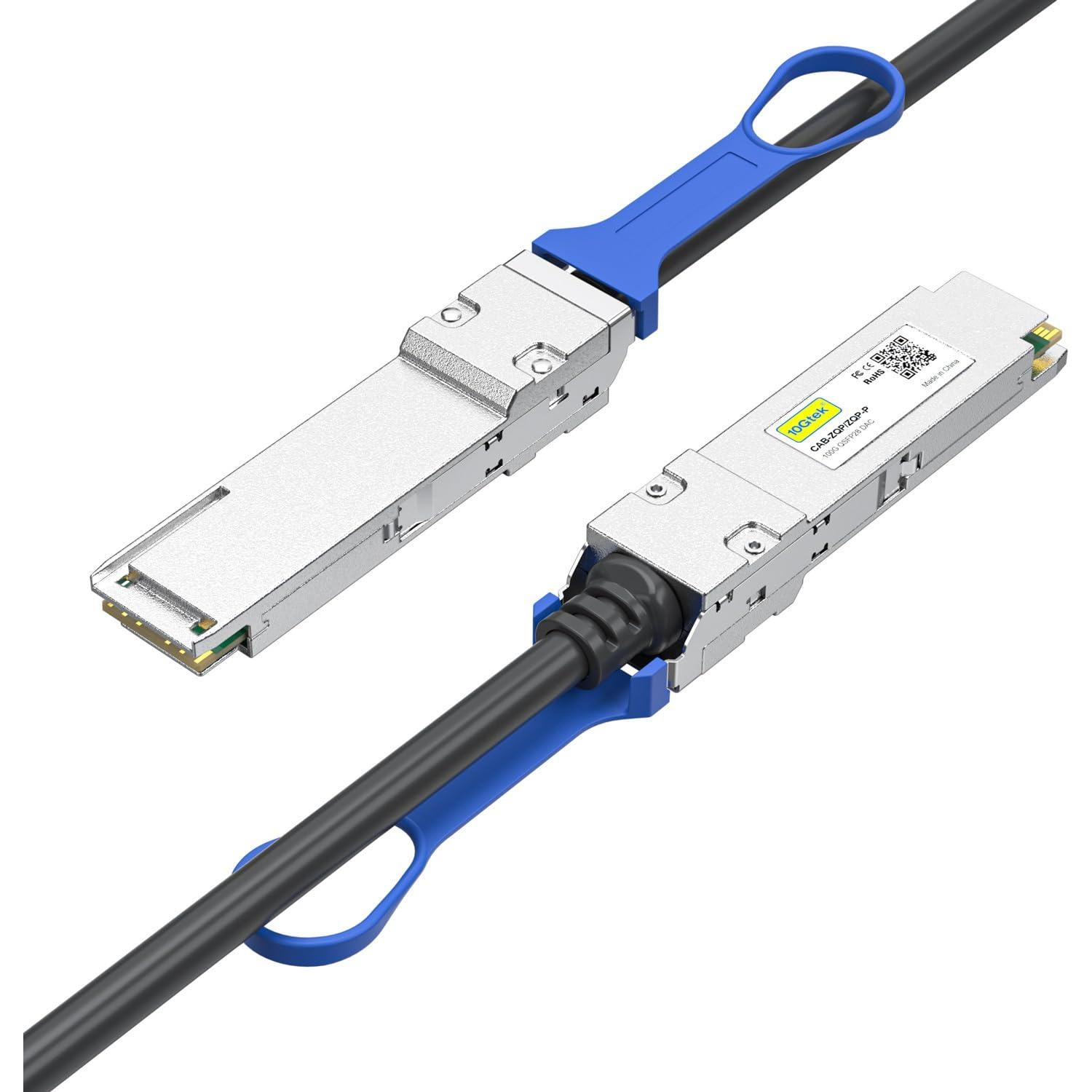 Cable de cobre pasivo 100G 10Gtek QSFP28 a QSFP28 0.5m