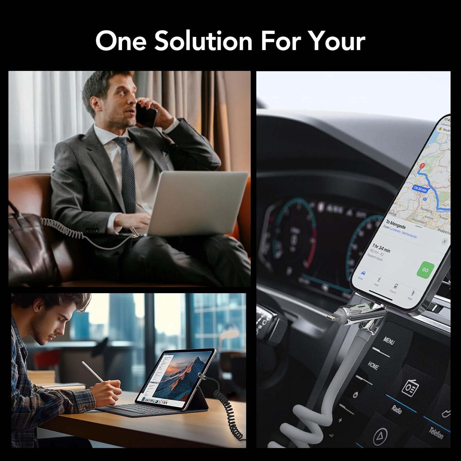 Cable de Carga Rápida 4-en-1 MFish 1.52m USB-C Lightning