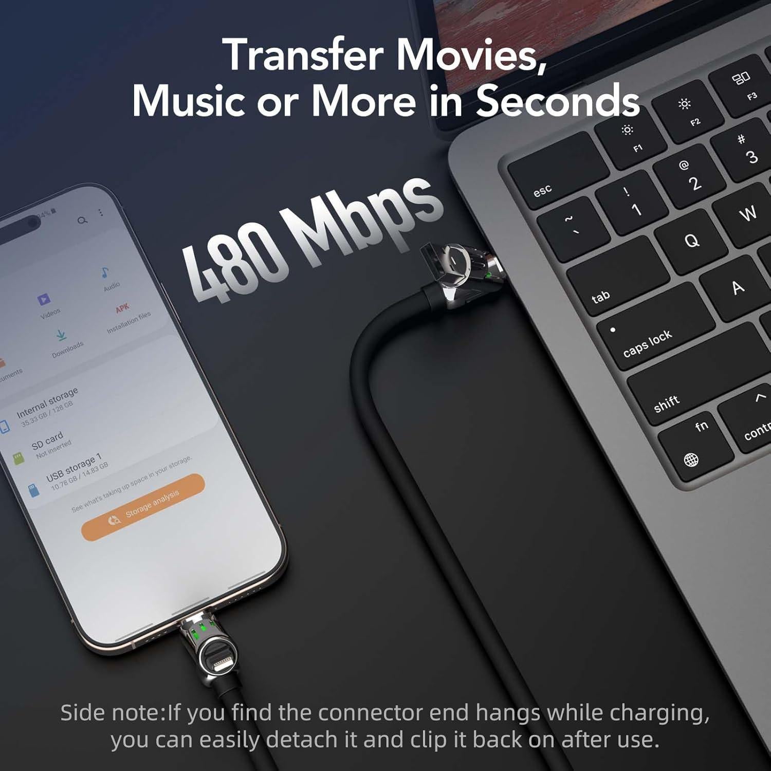 Cable de Carga Rápida 4-en-1 MFish 1.52m USB-C Lightning