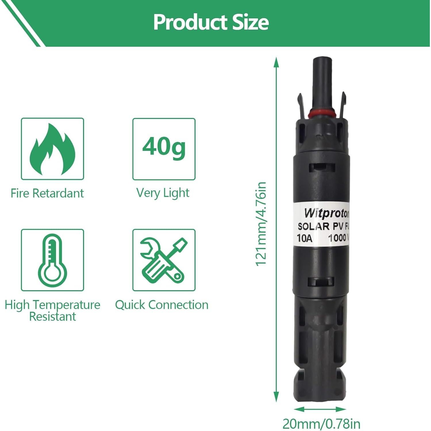 Soporte de Fusible Solar Witproton 10A IP68 para Paneles