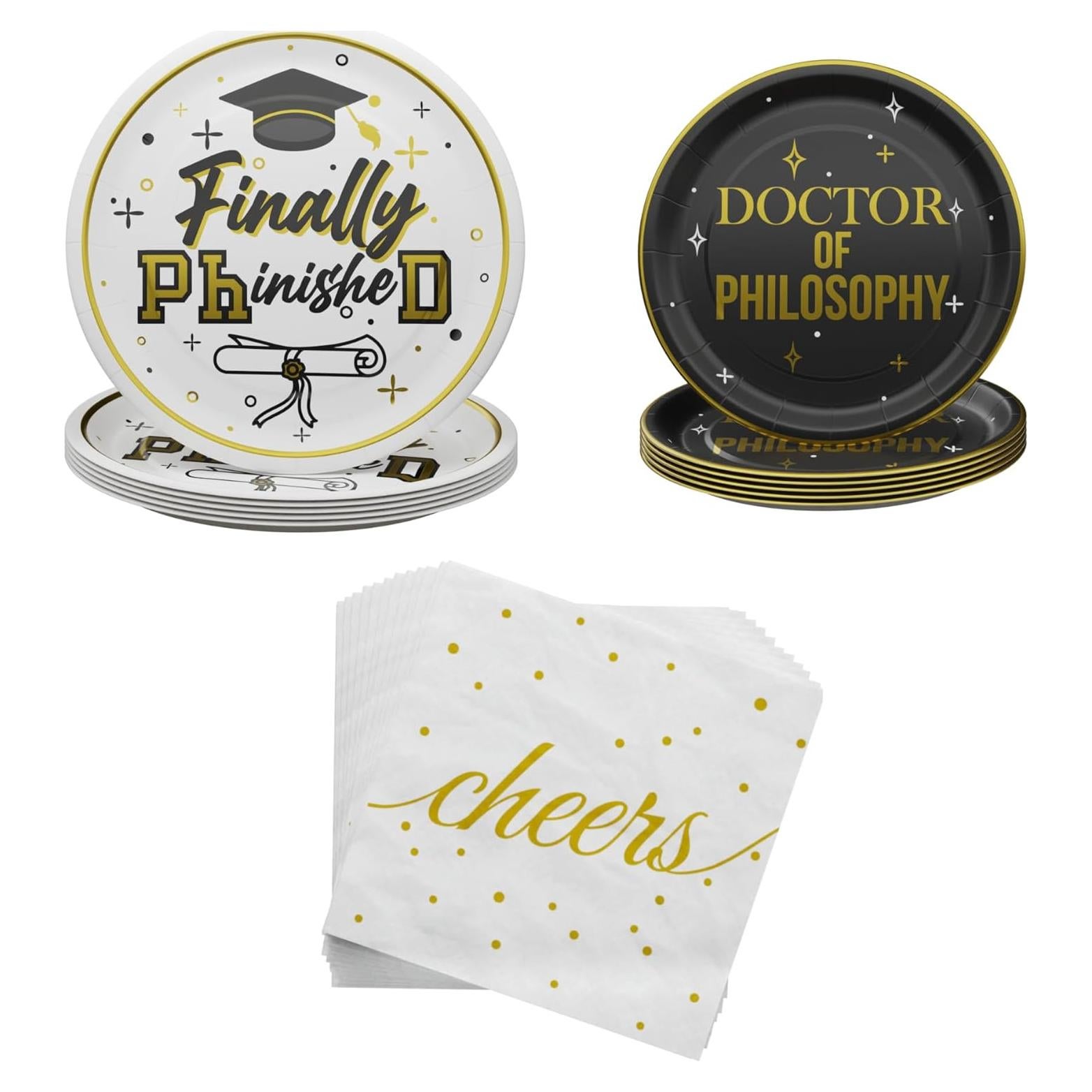 Platos y Servilletas Desechables Blue Orchards - Fiesta Doctorado 2024