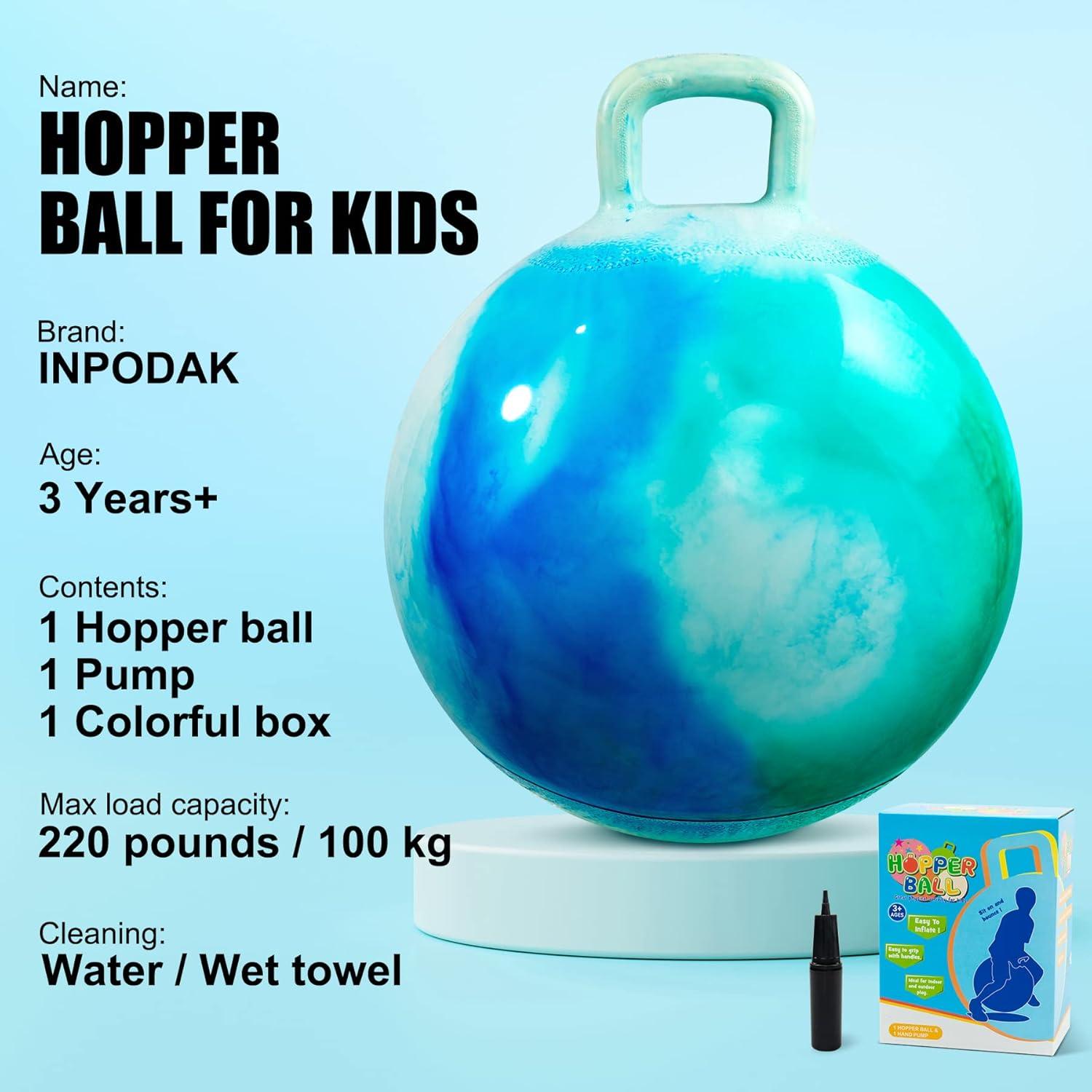 Bola Saltarina INPODAK 46 cm con Mango para Niños 3-6 Años