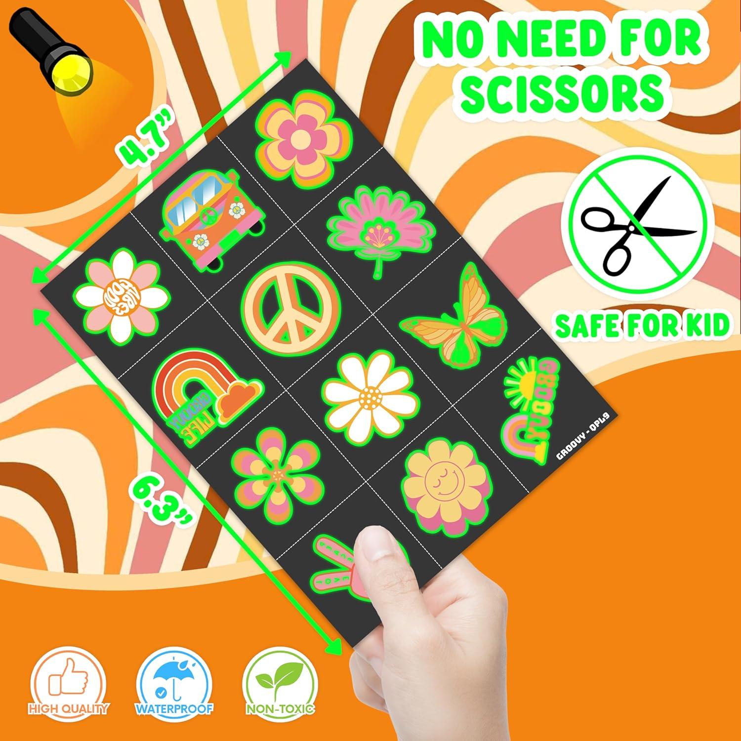 Tatuajes Temporales Pre-Cortados 96 PCS 60s 70s Hippie 91TATTOOS