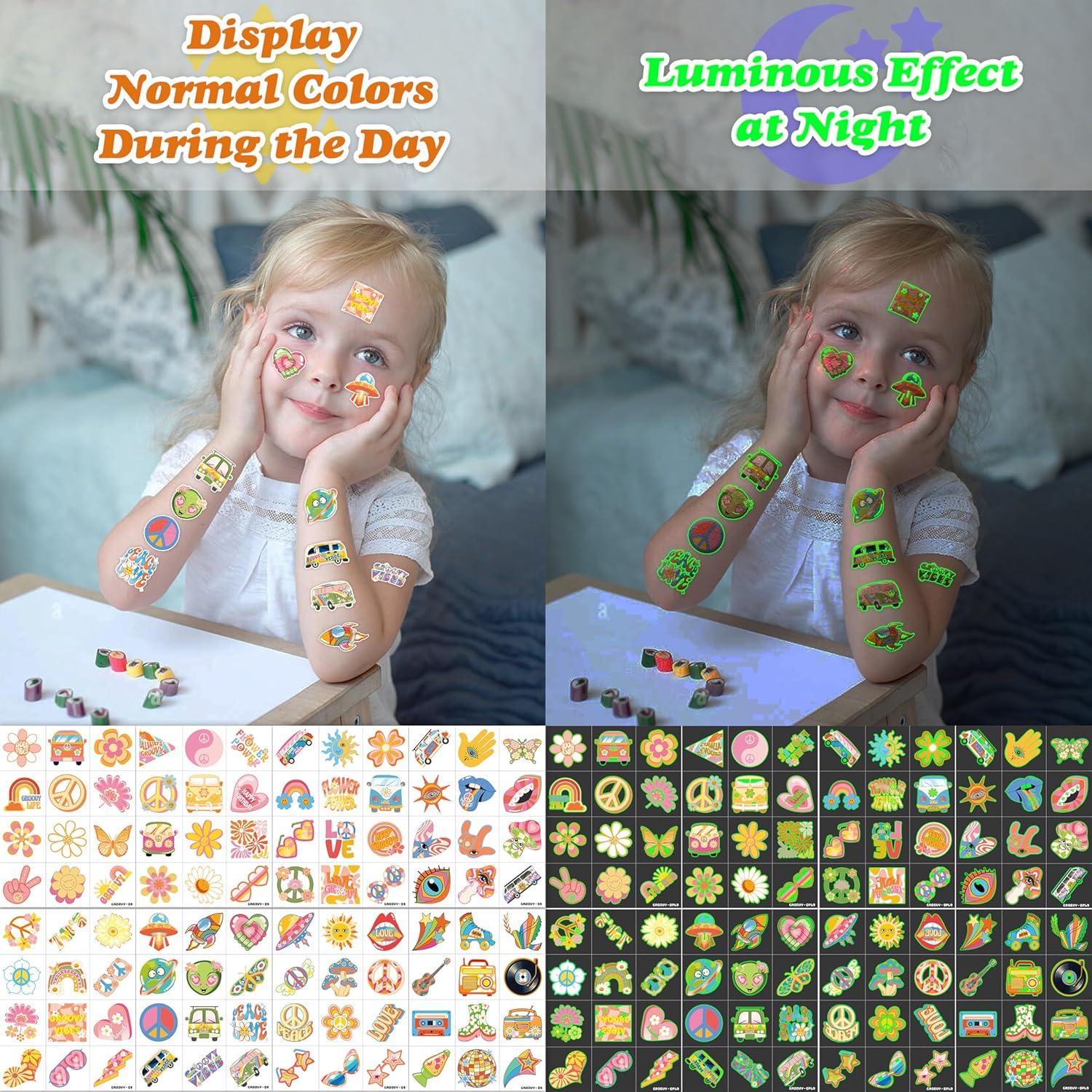 Tatuajes Temporales Pre-Cortados 96 PCS 60s 70s Hippie 91TATTOOS