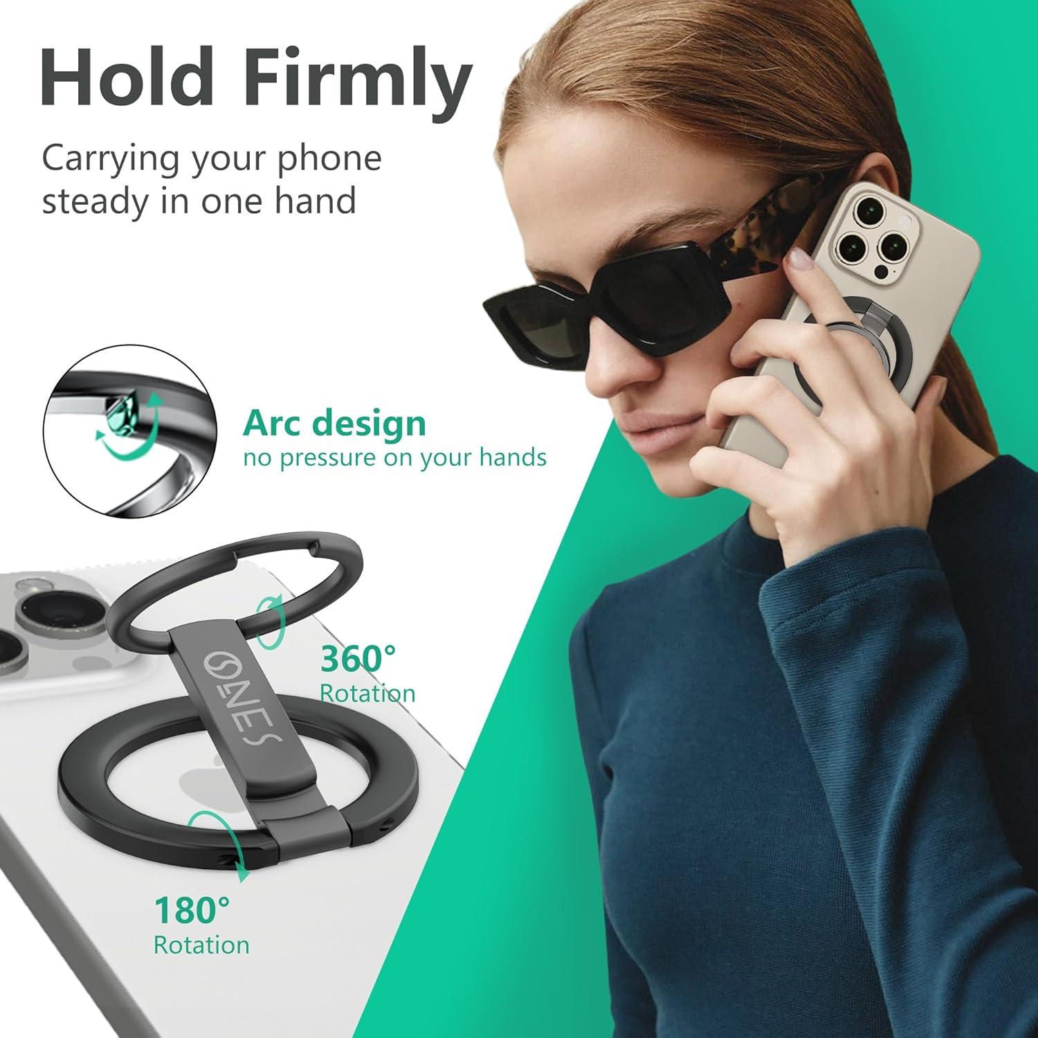 Soporte Anillo Magnético ONES Ajustable para Teléfonos - Negro