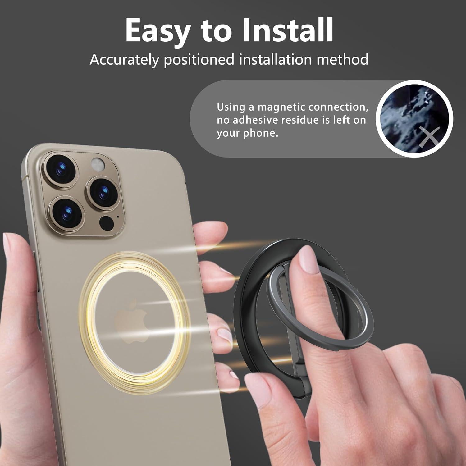 Soporte Anillo Magnético ONES Ajustable para Teléfonos - Negro