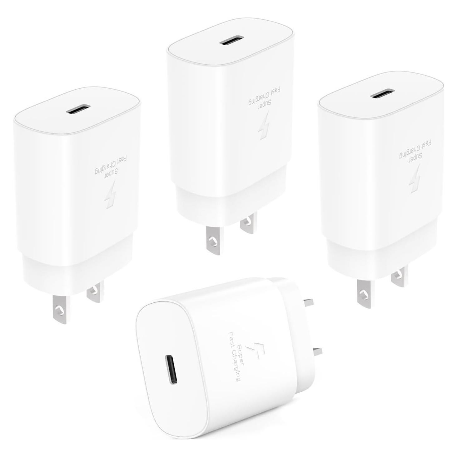 Cargador USB C Rápido 25W Shenzhen Xihuida - 4 Paquete Blanco