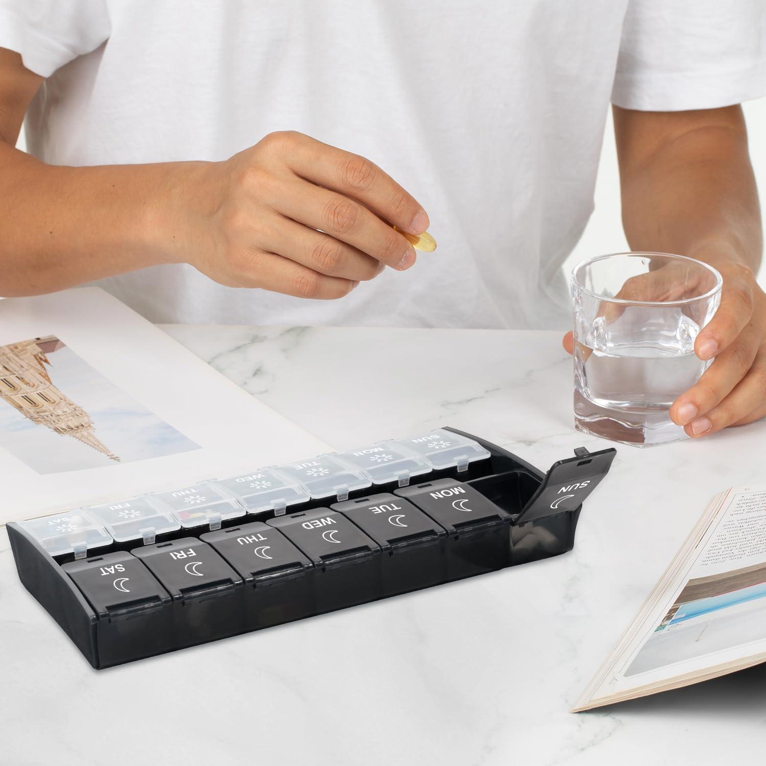 Organizador de Pastillas Semanal XL Newayflash 7 Días AM PM