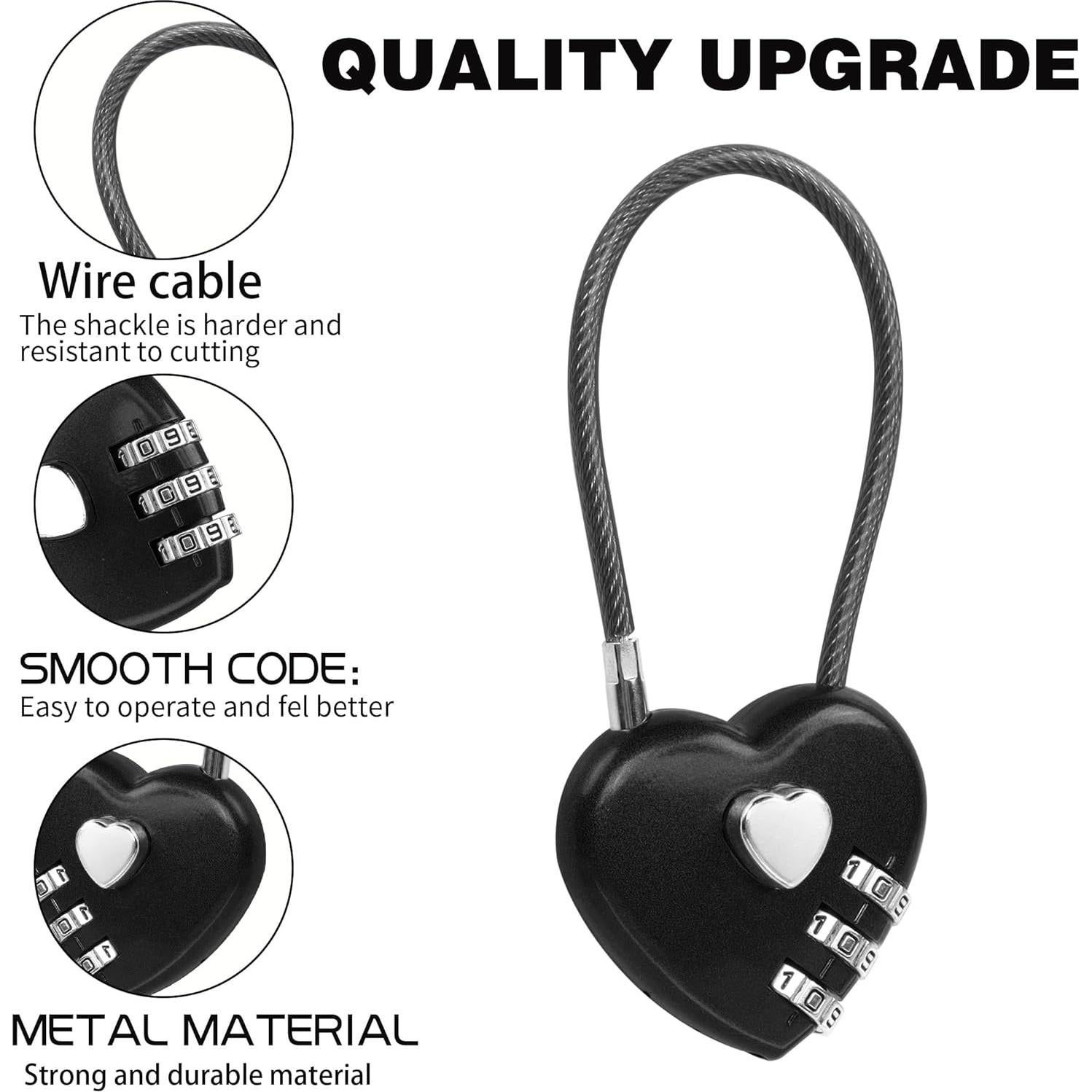 Candado de Combinación en Forma de Corazón YAODHAOD 3 Dígitos