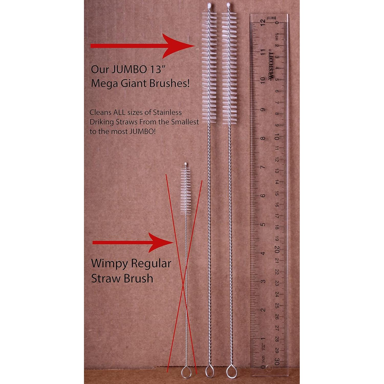 Popotes Jumbo Acero Inoxidable CocoStraw 14" 2 Pzas + Cepillo