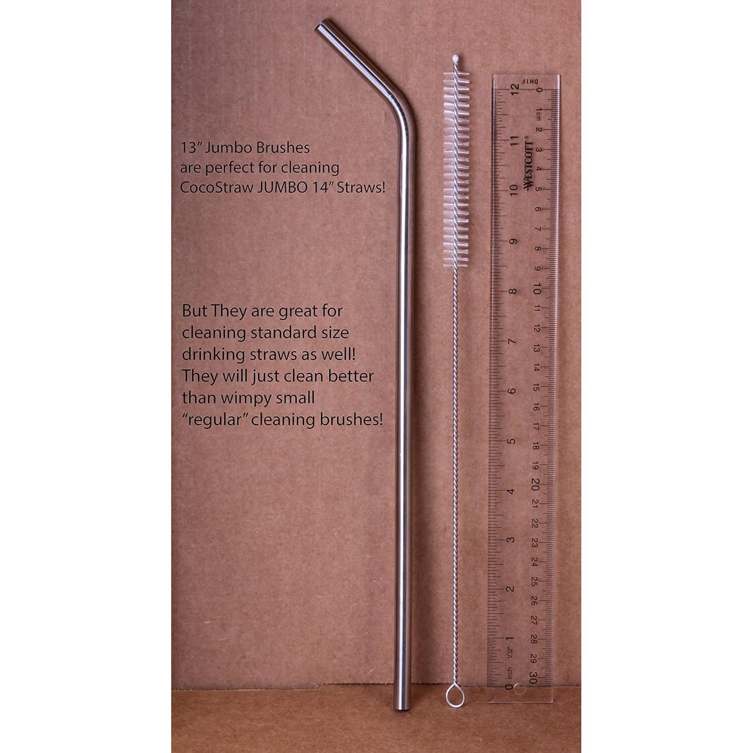 Popotes Jumbo Acero Inoxidable CocoStraw 14" 2 Pzas + Cepillo