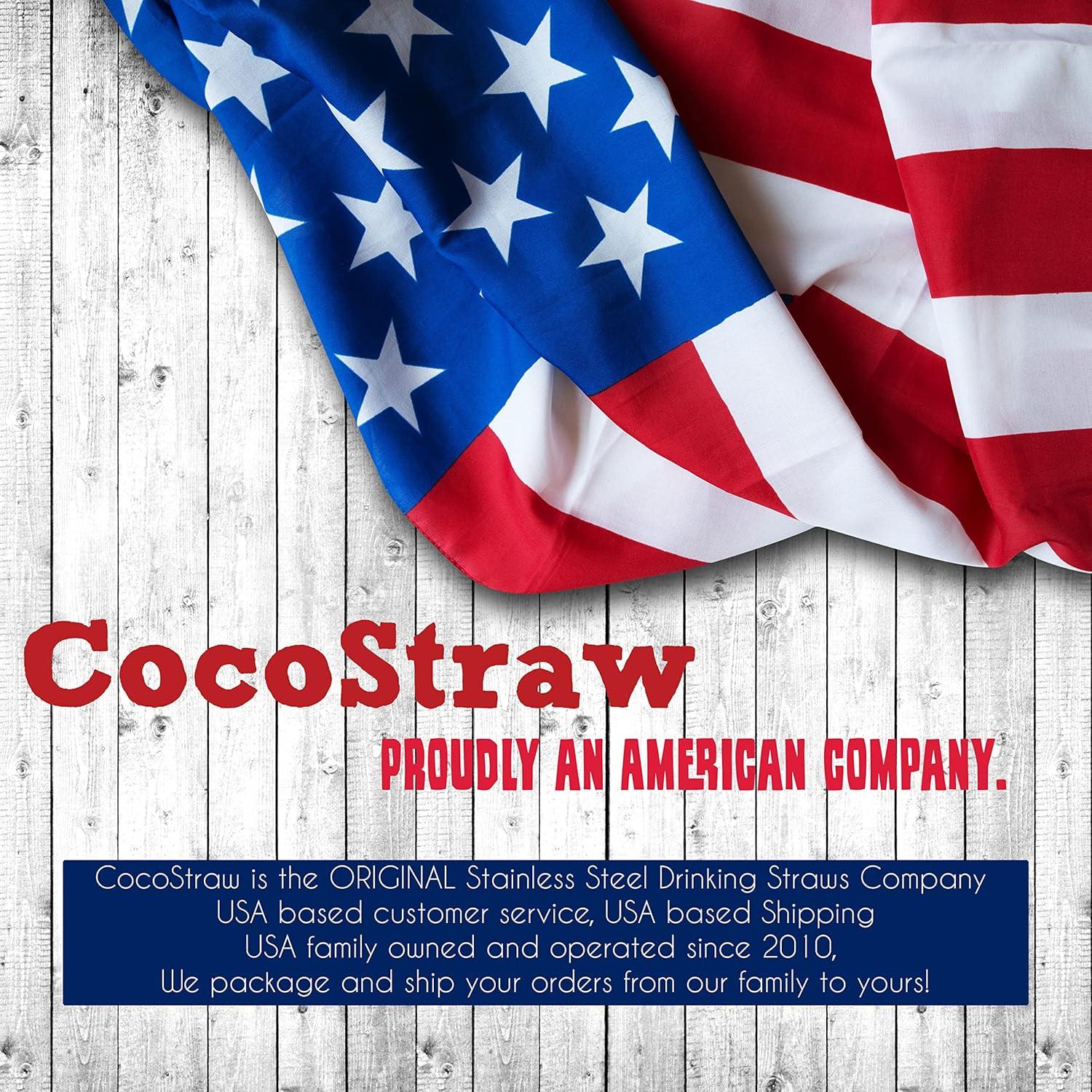 Popotes Jumbo Acero Inoxidable CocoStraw 14" 2 Pzas + Cepillo