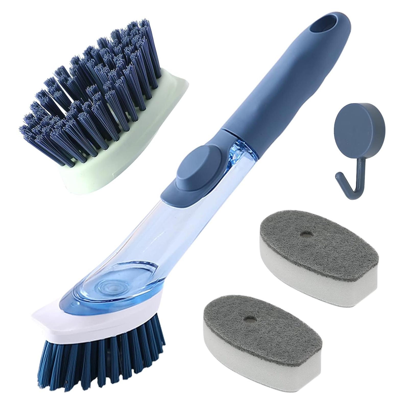 Cepillo de Platos Cenbee con Dispensador de Jabón y 4 Cabezas