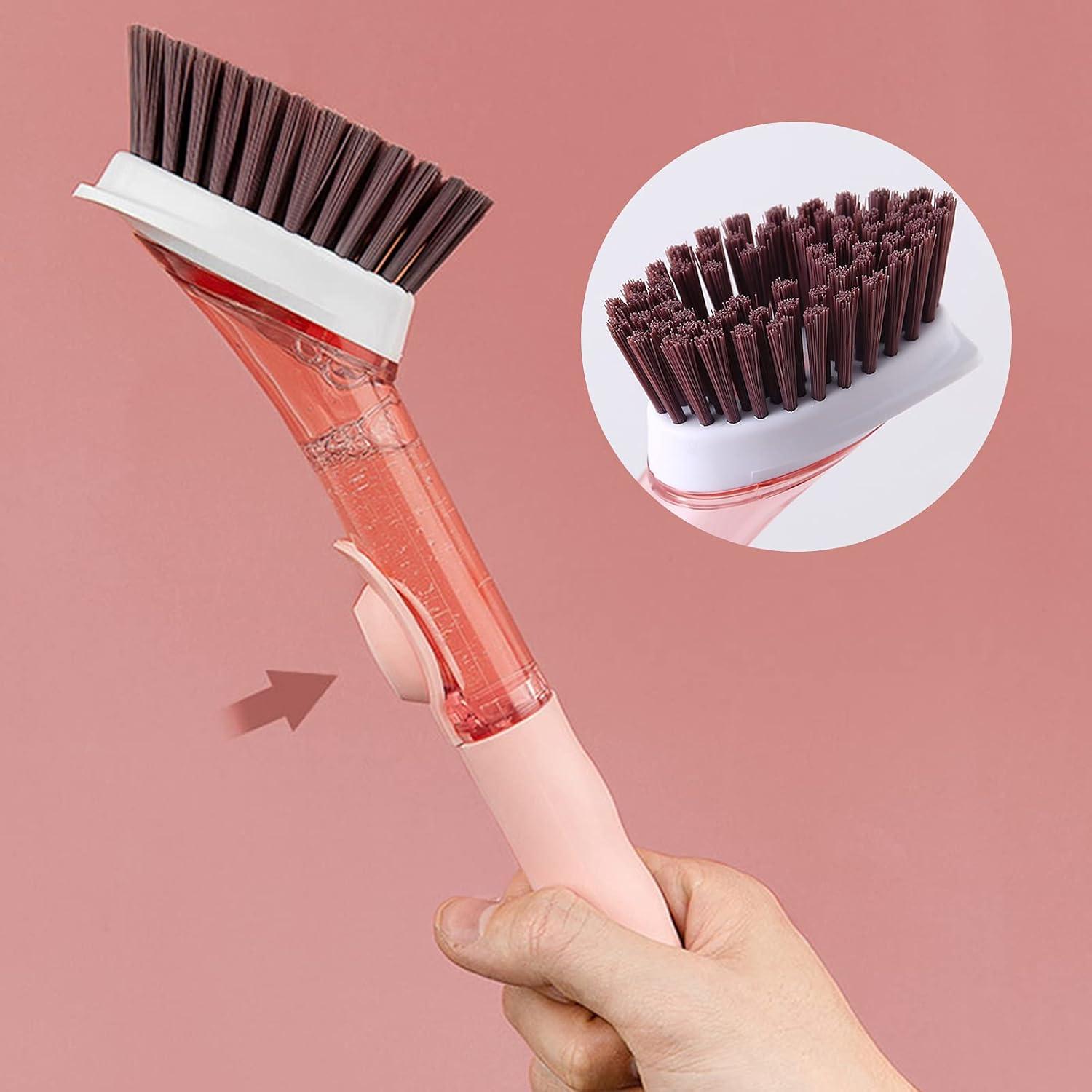 Cepillo de Platos Cenbee con Dispensador de Jabón y 4 Cabezas