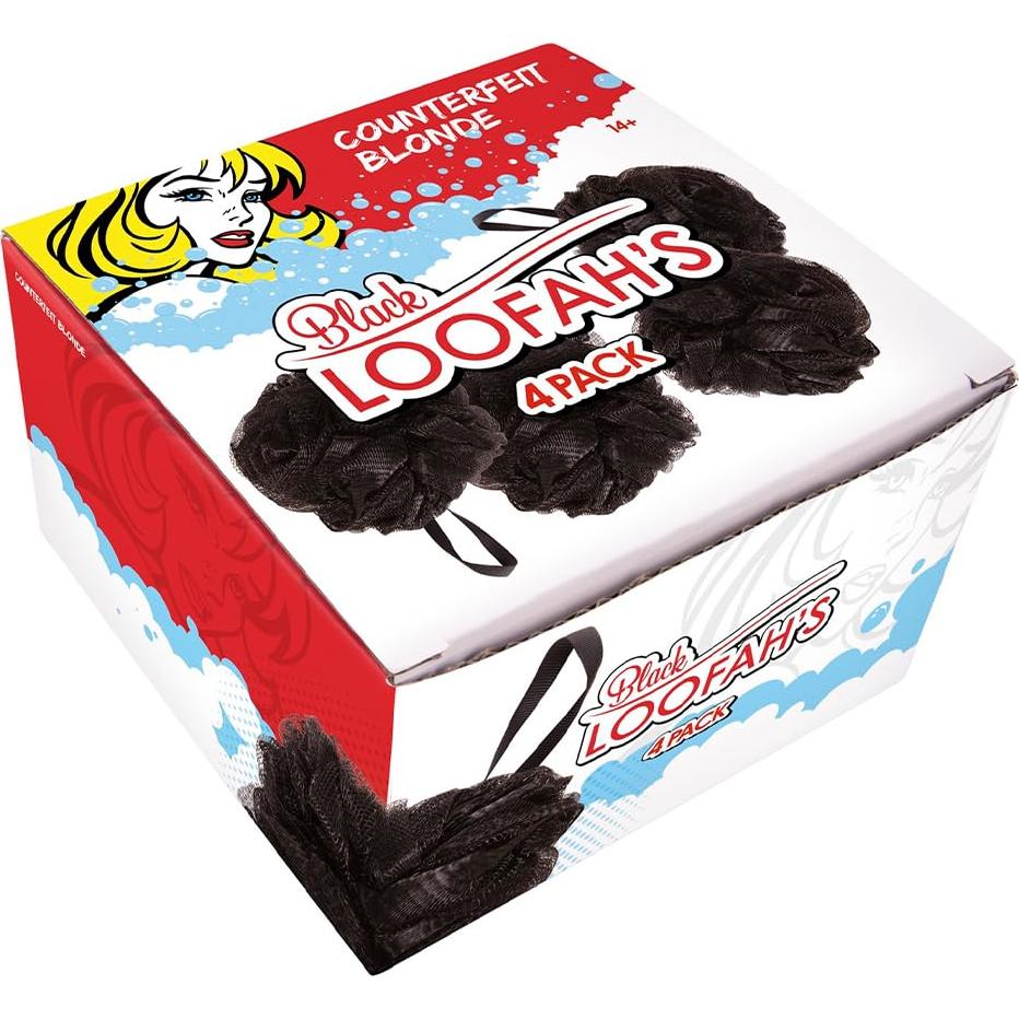 Esponjas de Ducha Exfoliantes de Lufa Negra Kangaroo - Paquete de 4