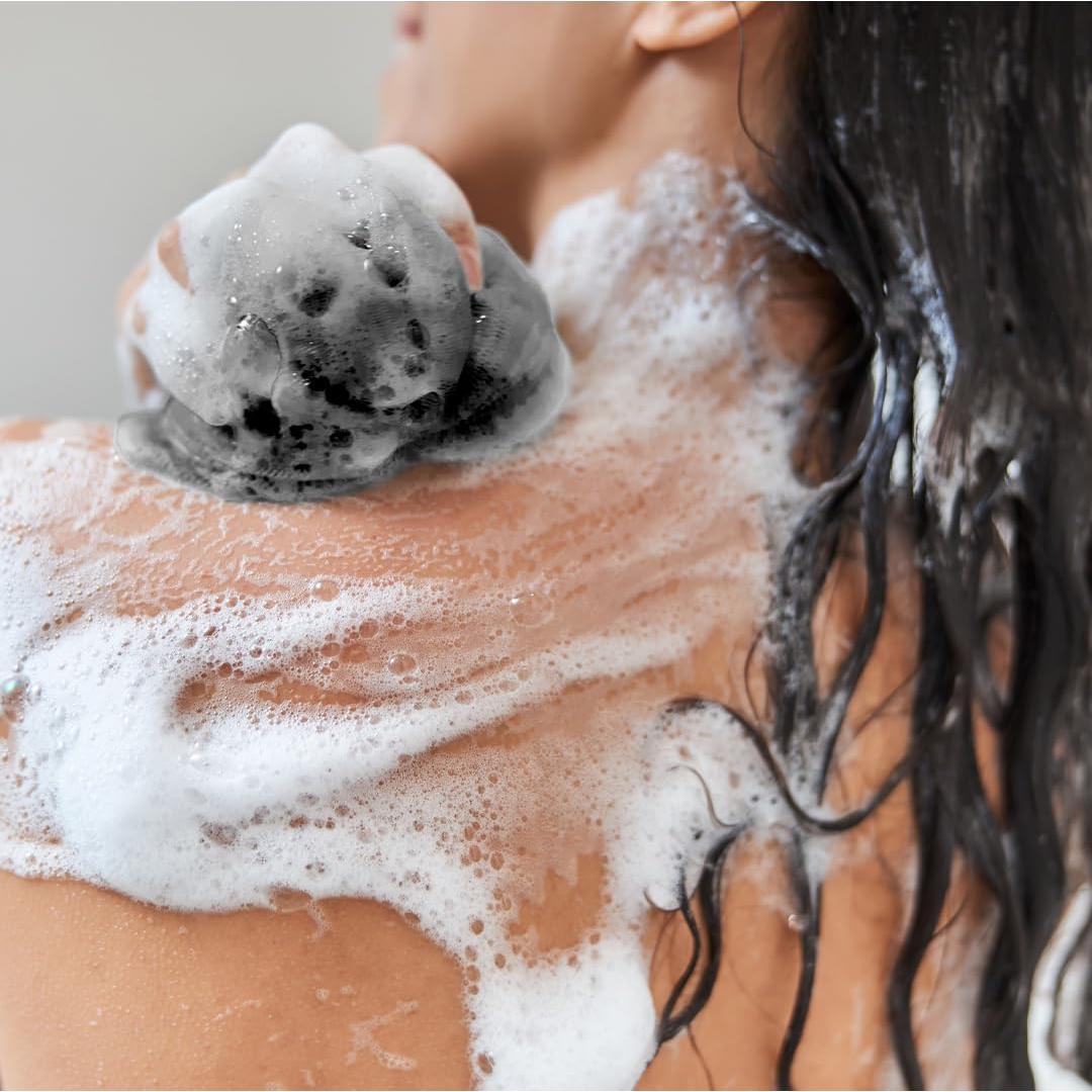 Esponjas de Ducha Exfoliantes de Lufa Negra Kangaroo - Paquete de 4