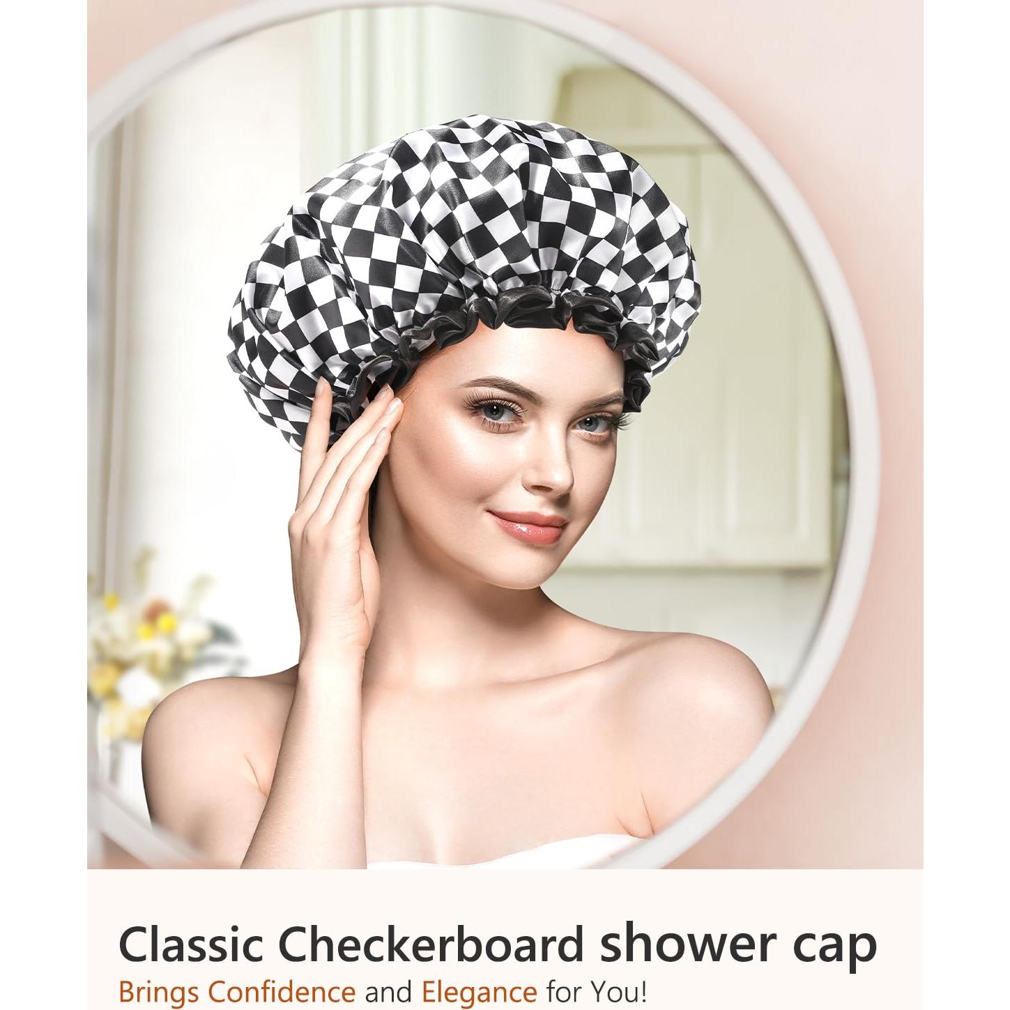 Gorro de Ducha XL Mikimini Cuadrícula Impermeable Reutilizable