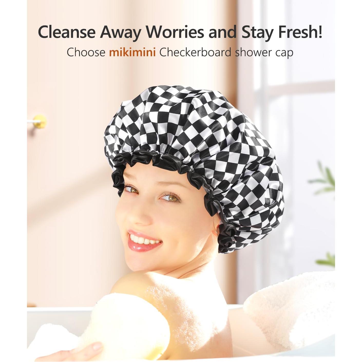 Gorro de Ducha XL Mikimini Cuadrícula Impermeable Reutilizable