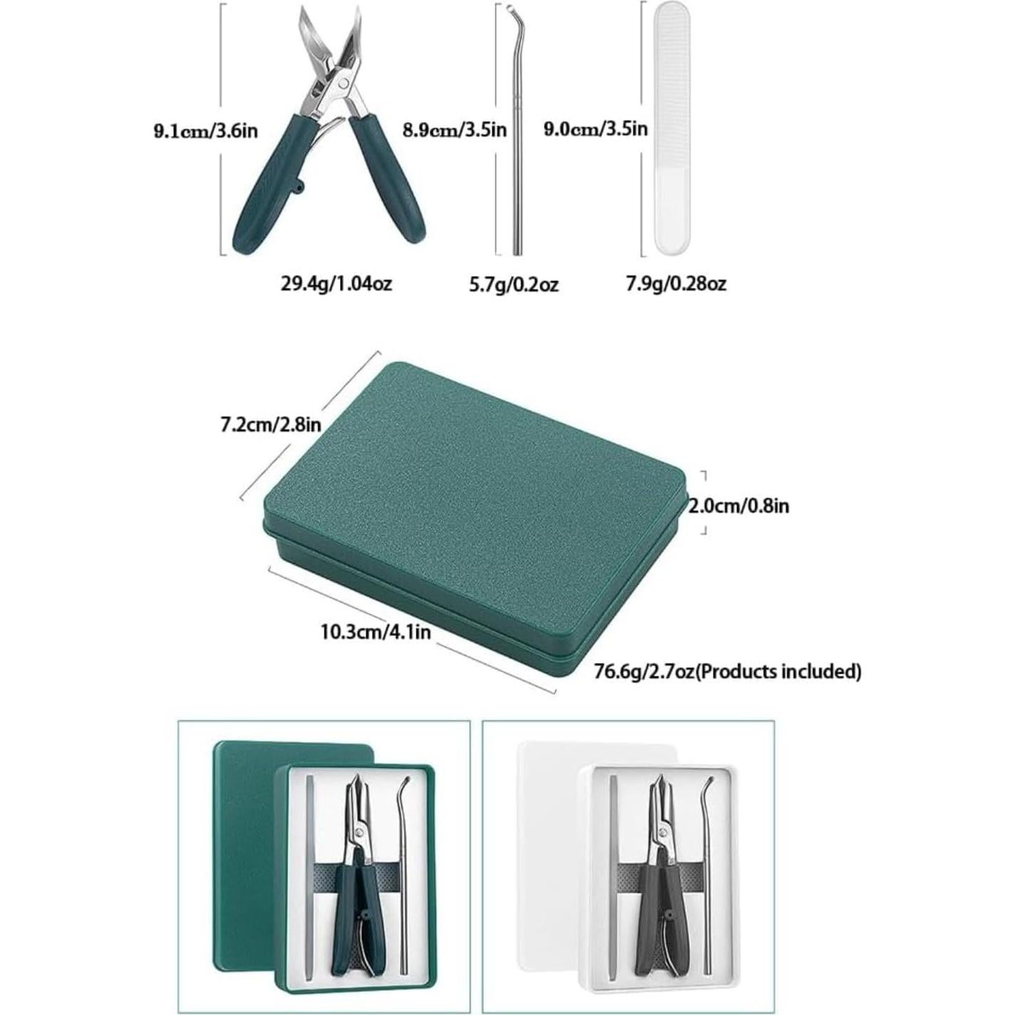 Juego de Cortauñas Profesional Pico de Águila 3 Piezas Negro