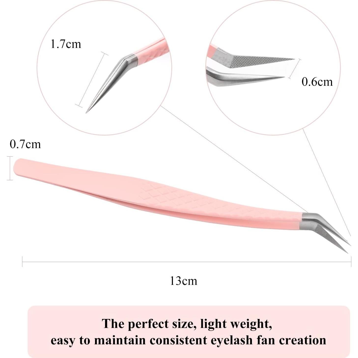 Pinzas para Pestañas Profesionales Extensiones Rosa 45°