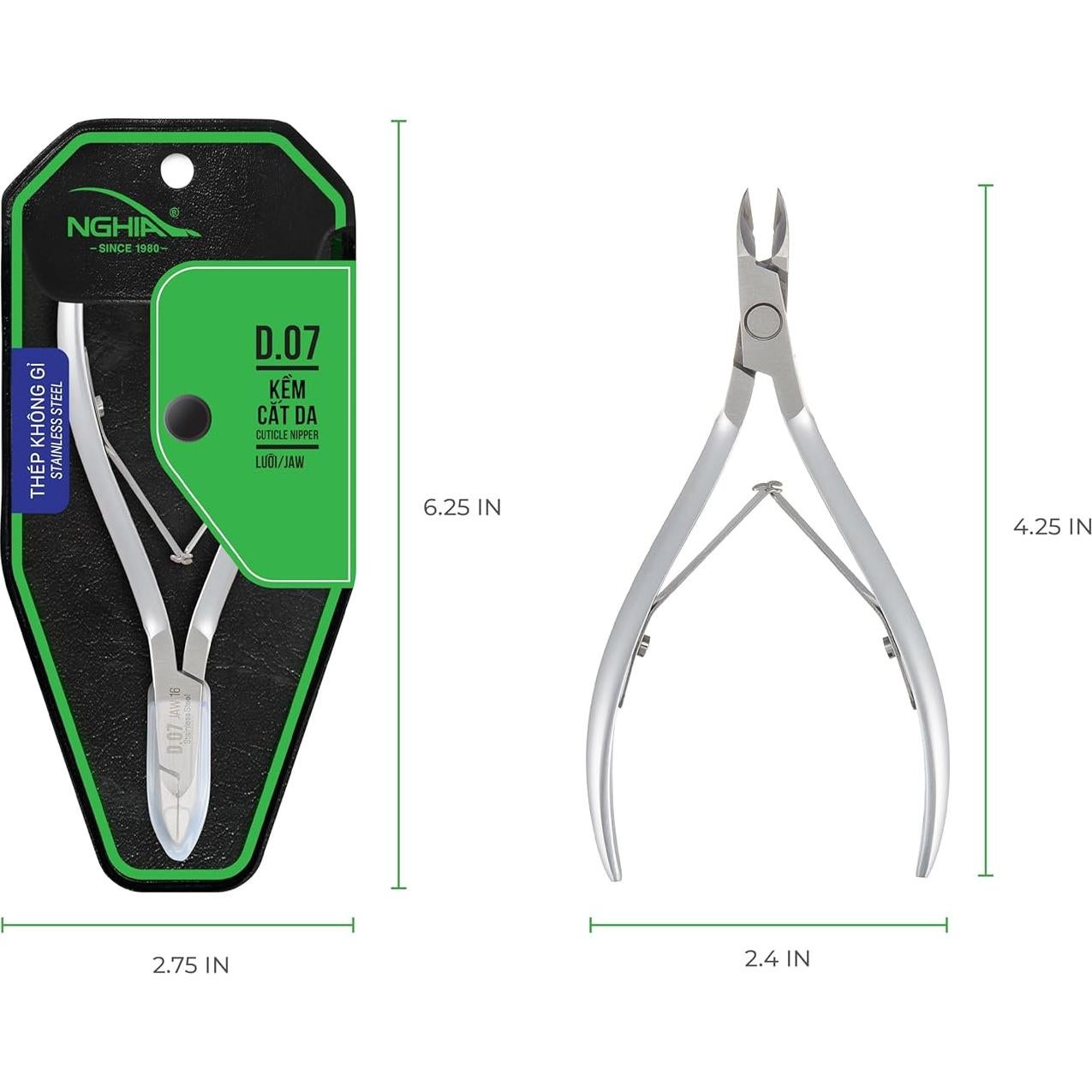 Cortaúñas NGHIA D-07 Mandíbula 12 Acero Inoxidable Ergonómico