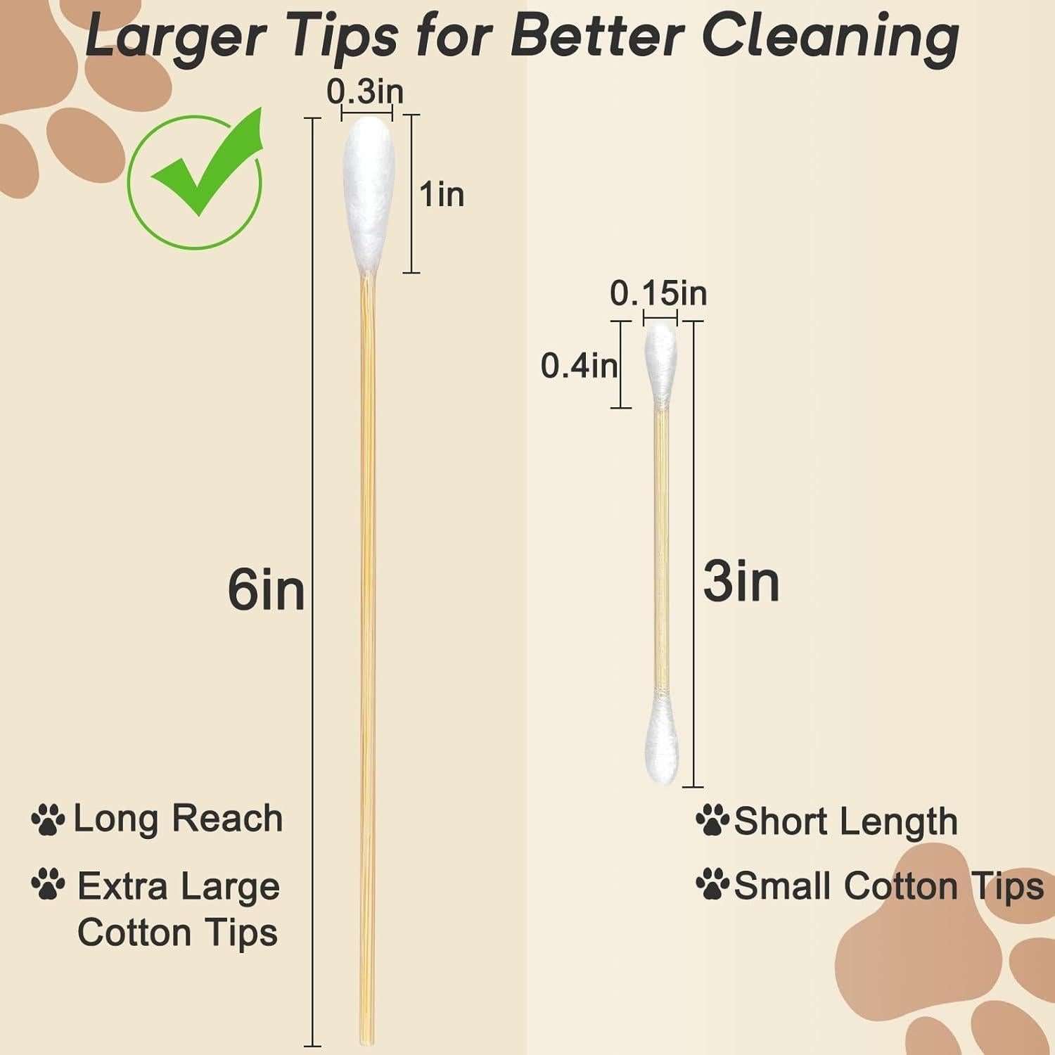 100 Bastones de Algodón Grandes Meanhoo para Cuidado de Mascotas