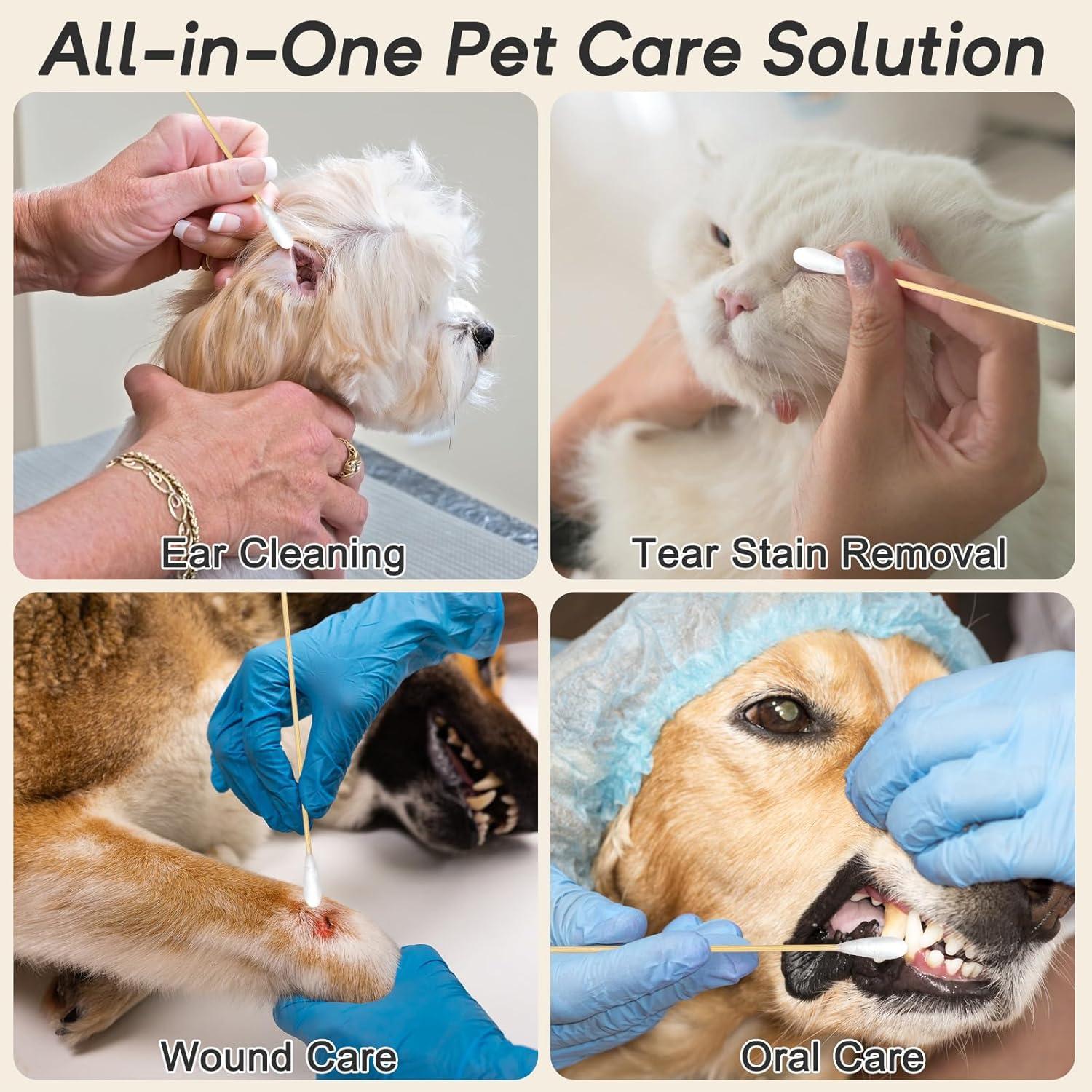 100 Bastones de Algodón Grandes Meanhoo para Cuidado de Mascotas