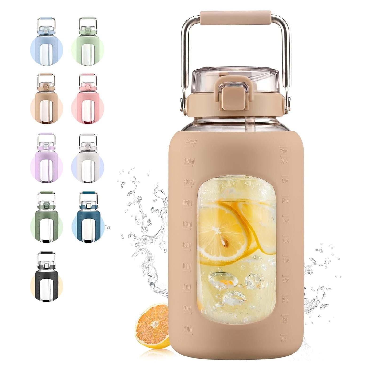 Botella de Agua de Vidrio 2.4L WINSA con Tapa 2-en-1 y Mango