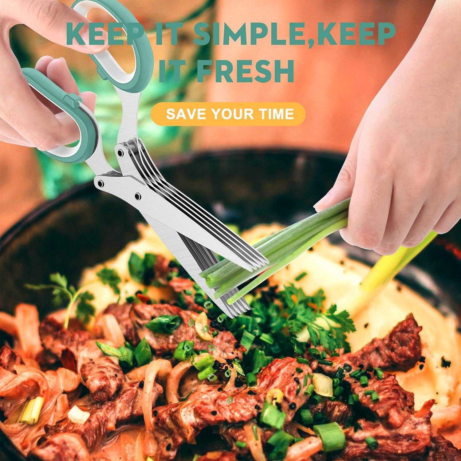 Tijeras de hierbas 2025 POROMI 5 cuchillas acero inoxidable